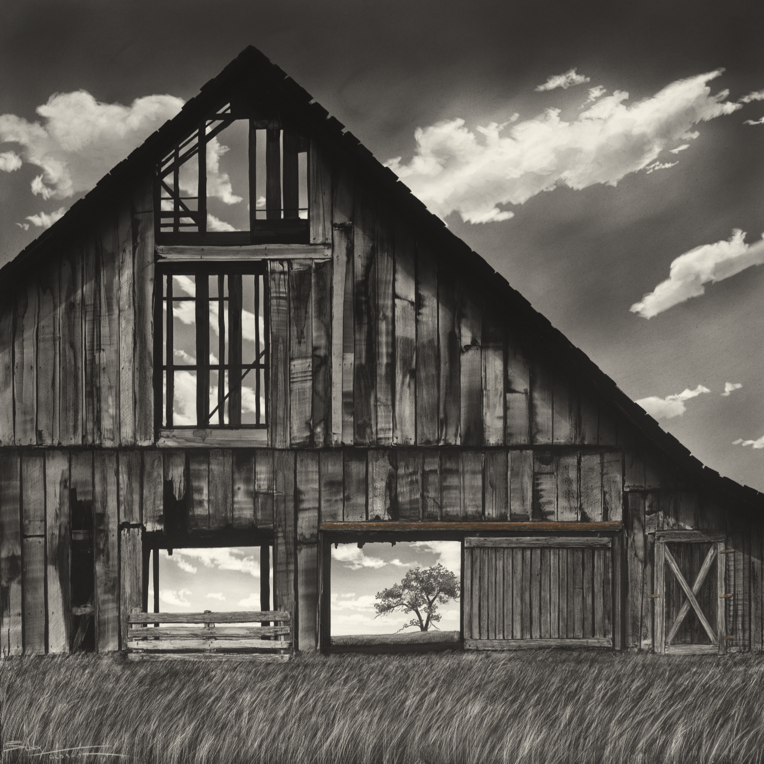 LIMITED EDITION  COTTONWOOD BARN 17X18 INCHES
