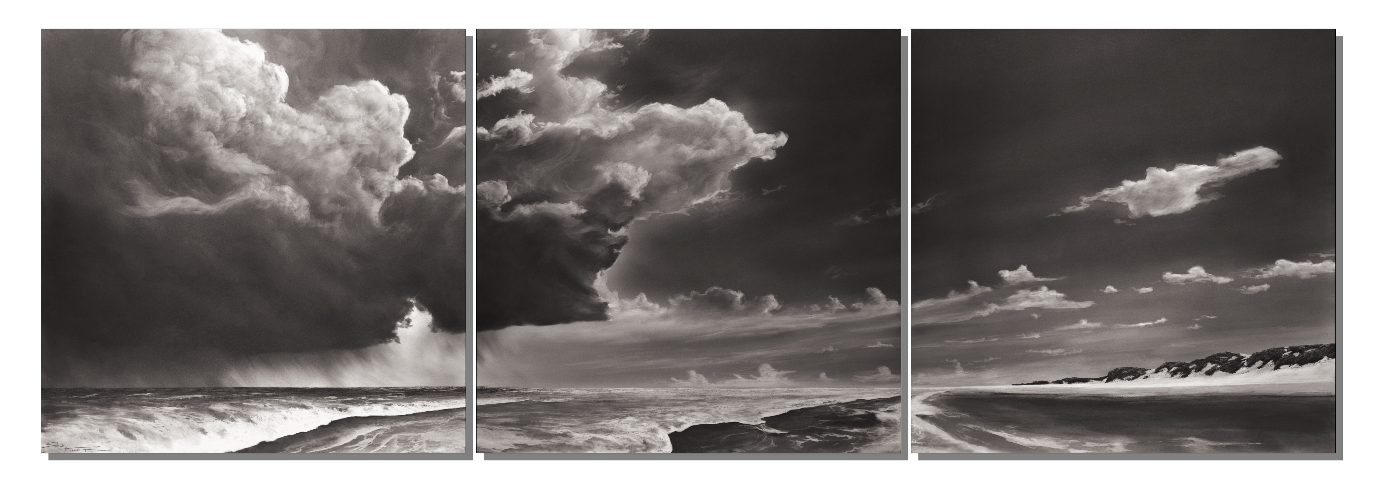 TIDAL CONVERGANCE TRYPTICH  20 x 60