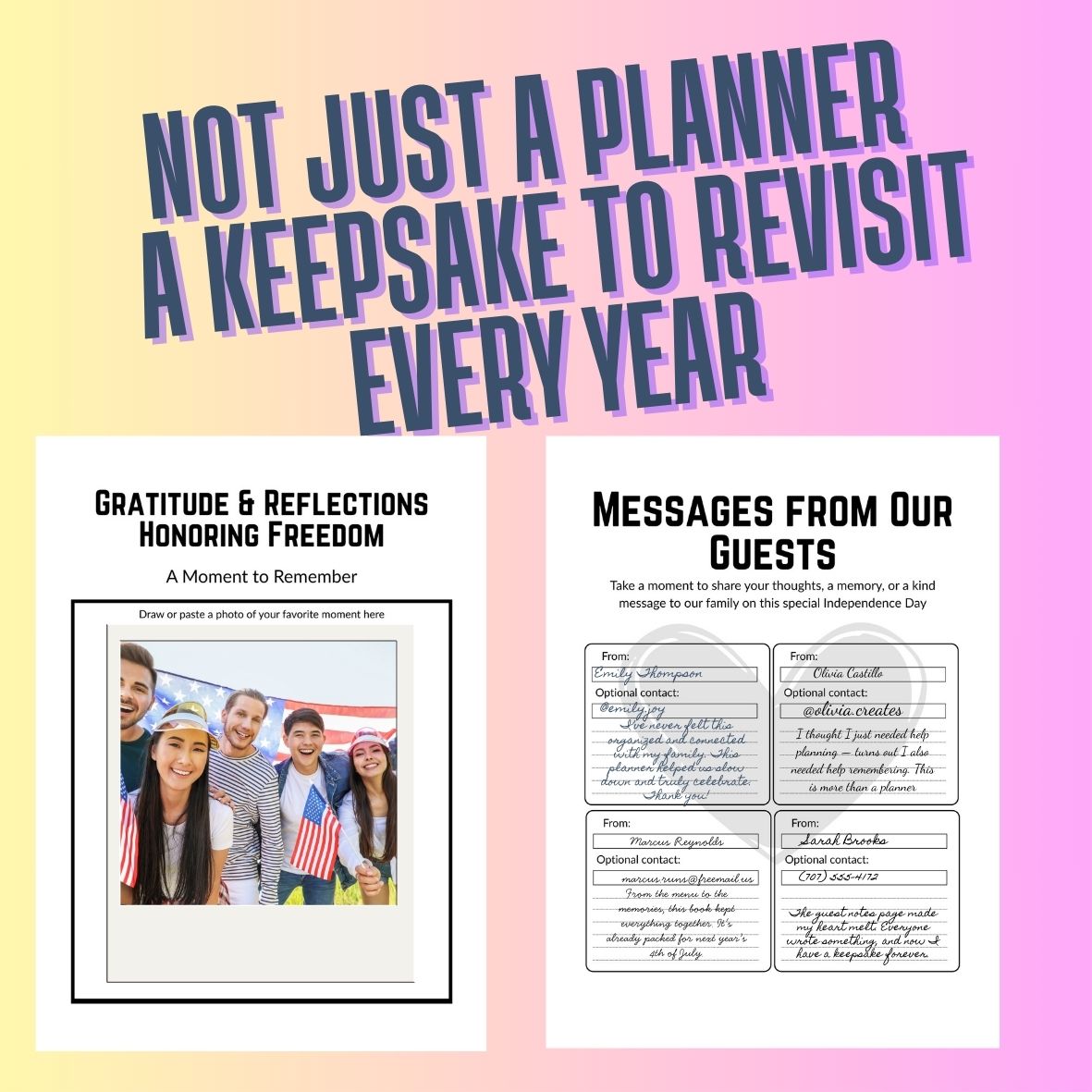 4th of July Celebration & Keepsake Planner
