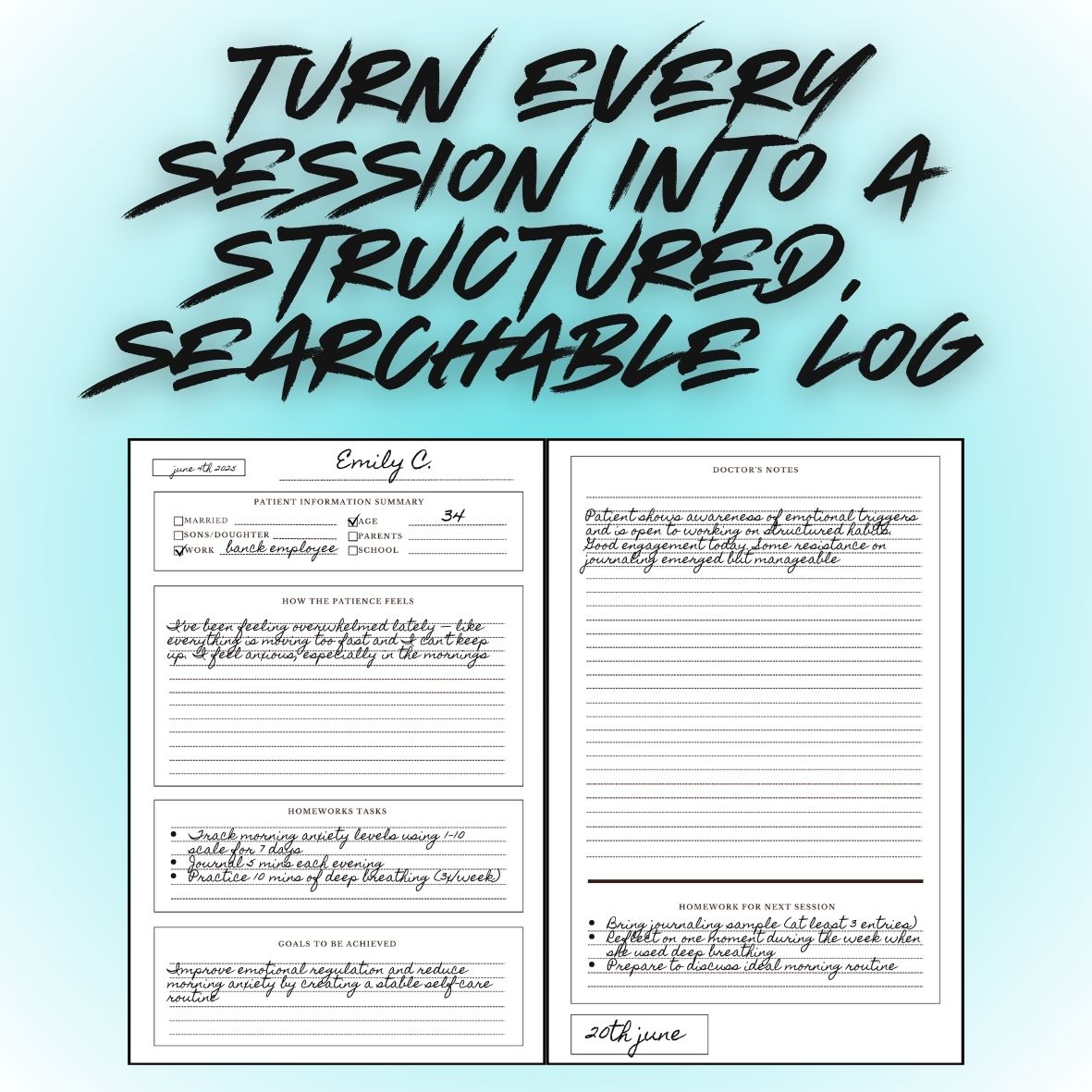 Therapy Session Logbook – Individual Client Edition (Printable + Digital) With PRO PACK