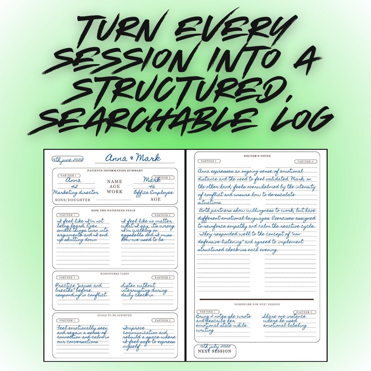 Couples Therapy Logbook – Track Sessions, Goals & Progress (Printable + Digital) With PRO PACK