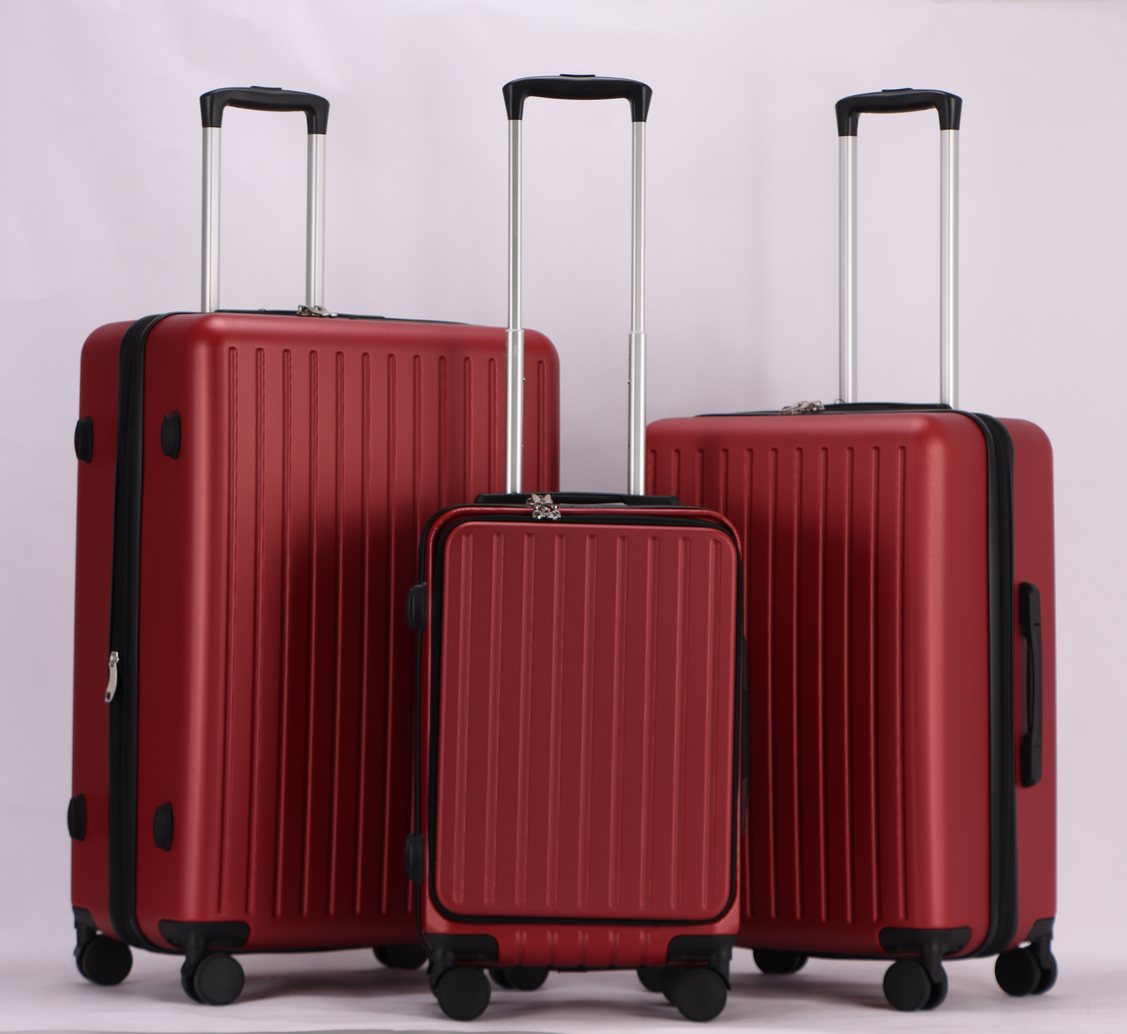Luggage Set 3 Piece, Hardshell ABS Suitcases with Spinner Wheels, TSA Password Lock, Aluminum Handle, 20" Carry-On with USB Port & Laptop Pocket, Expandable 24" & 28" Checked Bags (Wine Red)