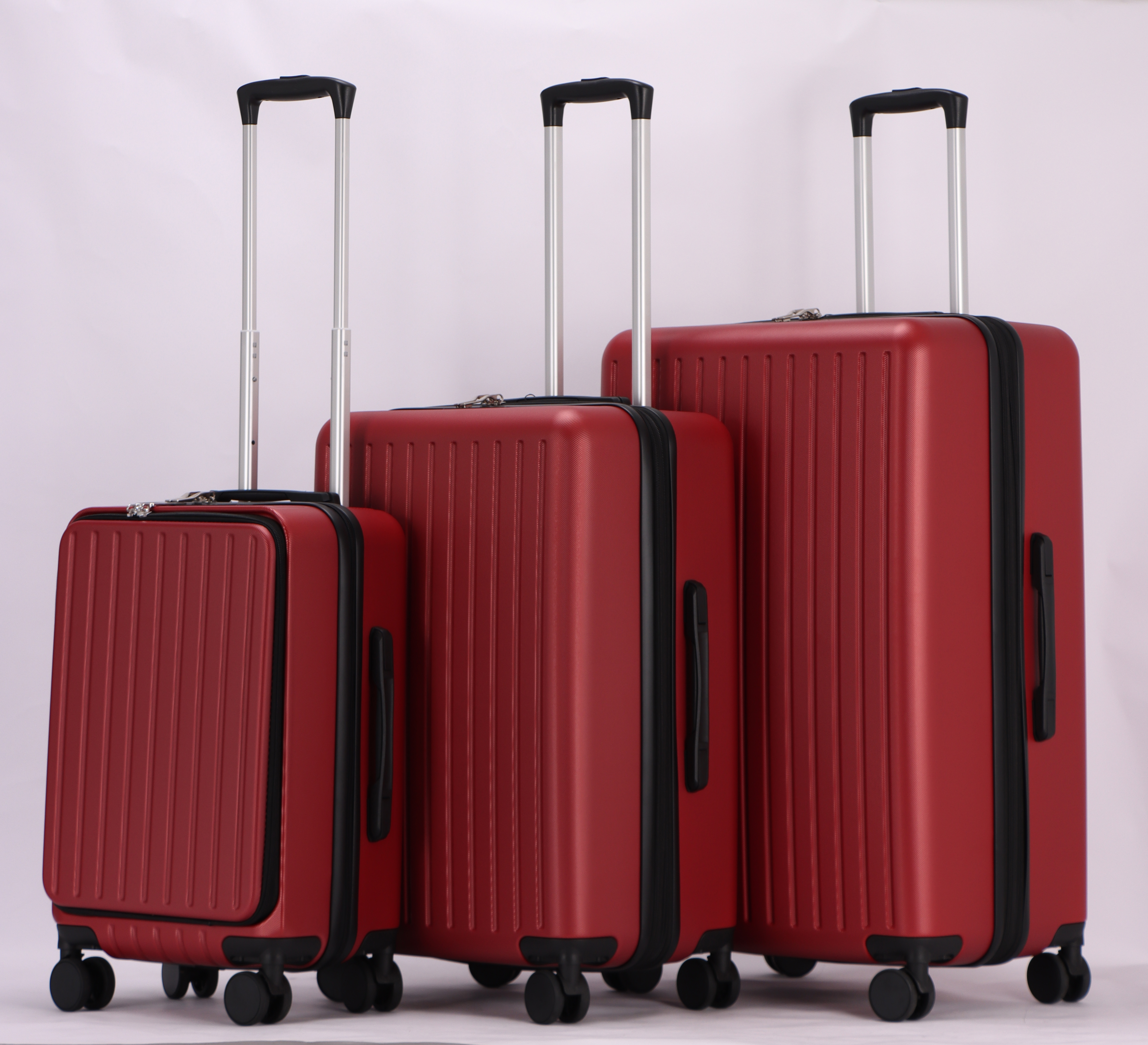 Luggage Set 3 Piece, Hardshell ABS Suitcases with Spinner Wheels, TSA Password Lock, Aluminum Handle, 20" Carry-On with USB Port & Laptop Pocket, Expandable 24" & 28" Checked Bags (Wine Red)