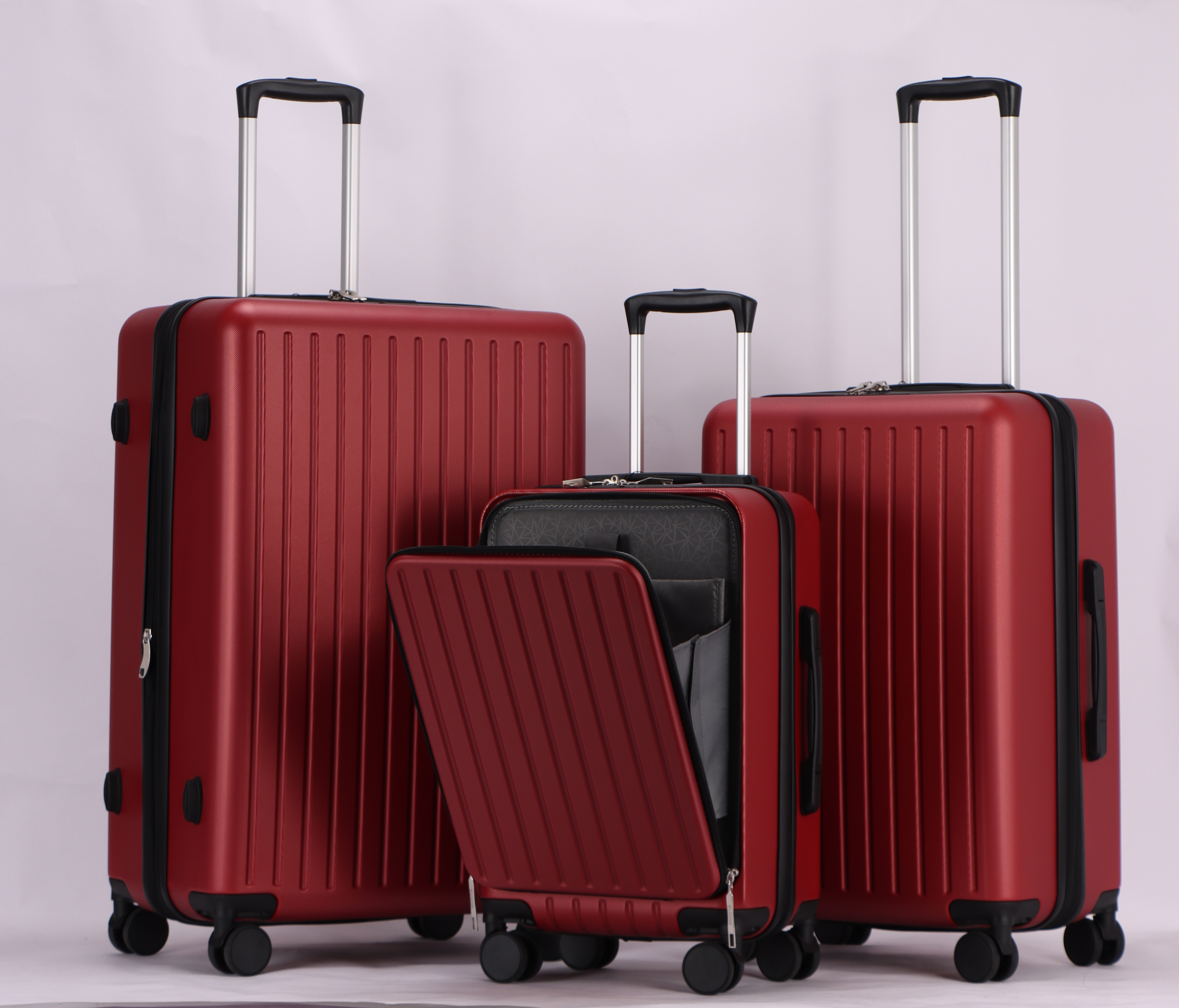 Luggage Set 3 Piece, Hardshell ABS Suitcases with Spinner Wheels, TSA Password Lock, Aluminum Handle, 20" Carry-On with USB Port & Laptop Pocket, Expandable 24" & 28" Checked Bags (Wine Red)