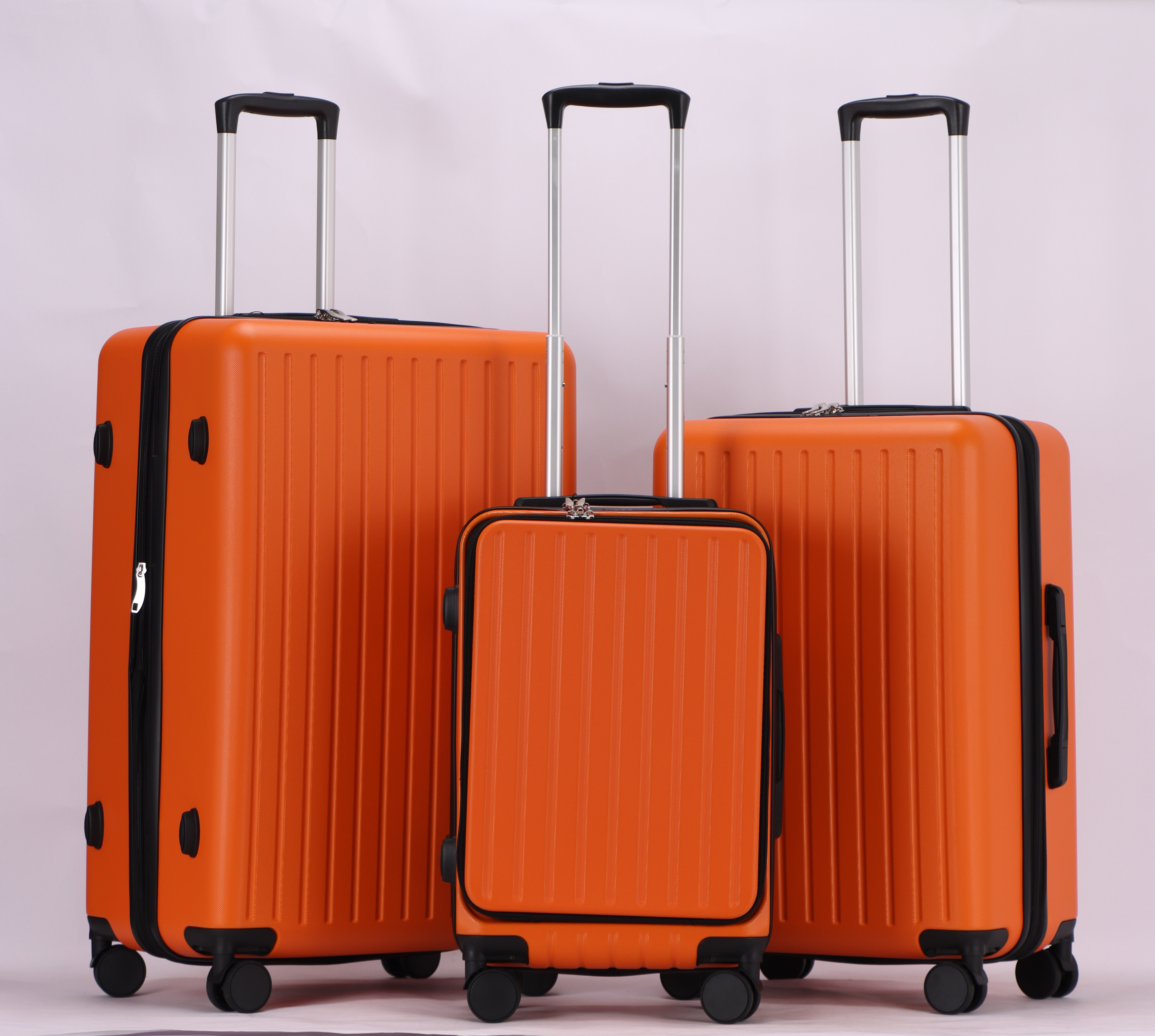 Luggage Set 3 Piece, Hardshell ABS Suitcases with Spinner Wheels, TSA Password Lock, Aluminum Handle, 20" Carry-On with USB Port & Laptop Pocket, Expandable 24" & 28" Checked Bags (Orange)