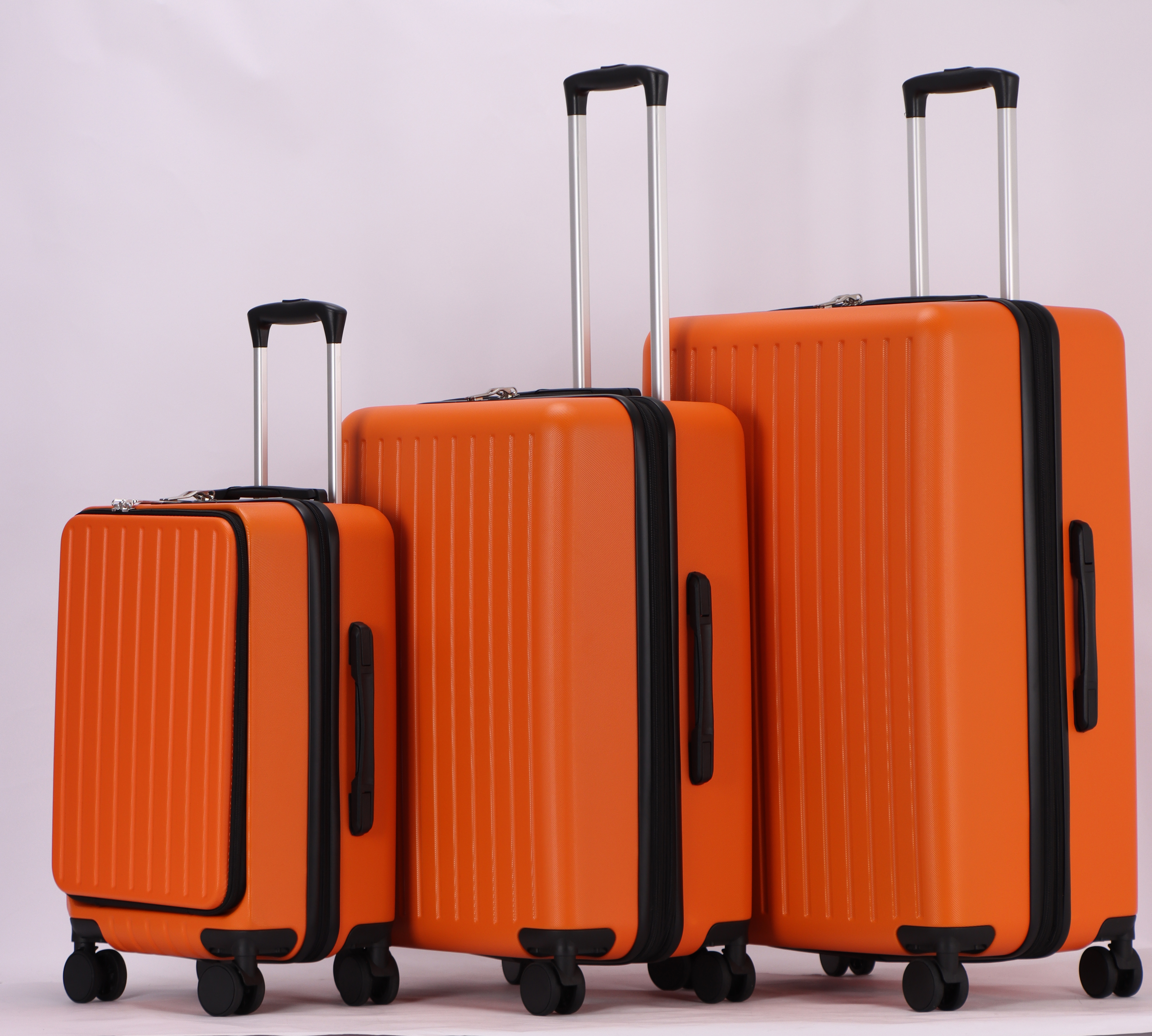 Luggage Set 3 Piece, Hardshell ABS Suitcases with Spinner Wheels, TSA Password Lock, Aluminum Handle, 20" Carry-On with USB Port & Laptop Pocket, Expandable 24" & 28" Checked Bags (Orange)
