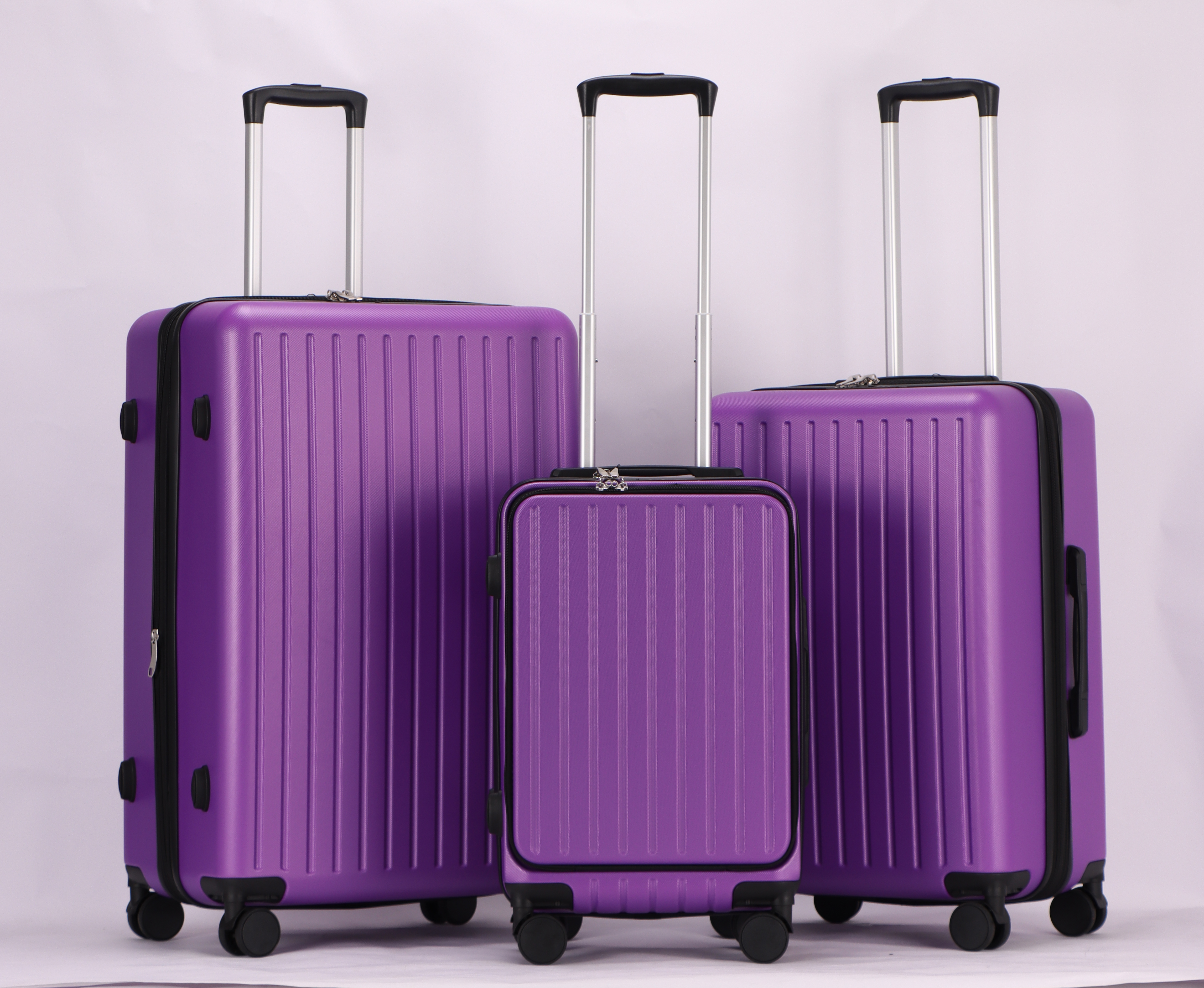 Luggage Set 3 Piece, Hardshell ABS Suitcases with Spinner Wheels, TSA Password Lock, Aluminum Handle, 20" Carry-On with USB Port & Laptop Pocket, Expandable 24" & 28" Checked Bags (Purple)