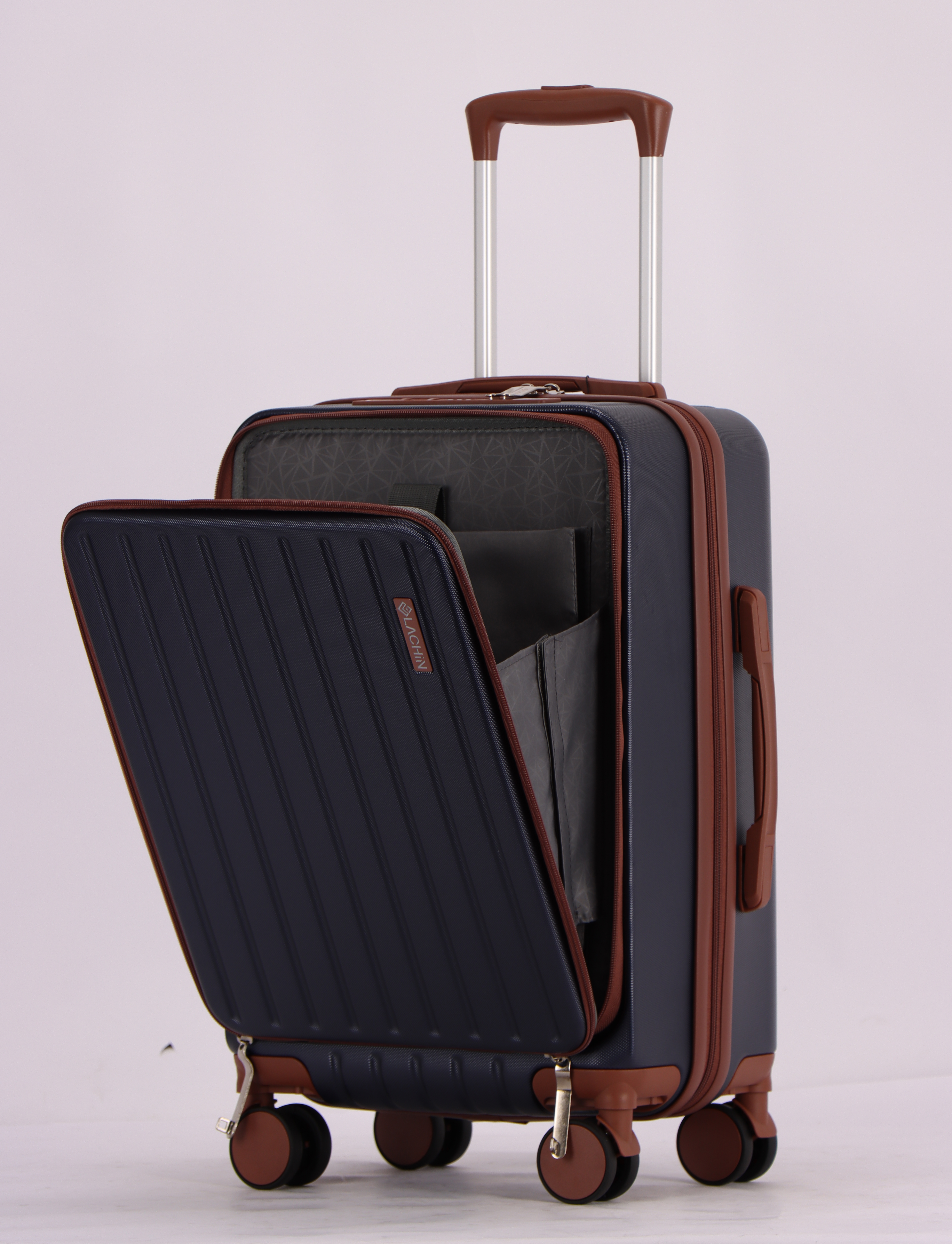 3-Piece Luggage Set – Hardshell ABS Suitcases with Spinner Wheels, Built-In TSA Combination Lock, Aluminum Handle, 20” Carry-On with USB & Type-C Ports and Front Laptop Pocket, Expandable 24” & 28” Checked Bags (NAVY BLUE)