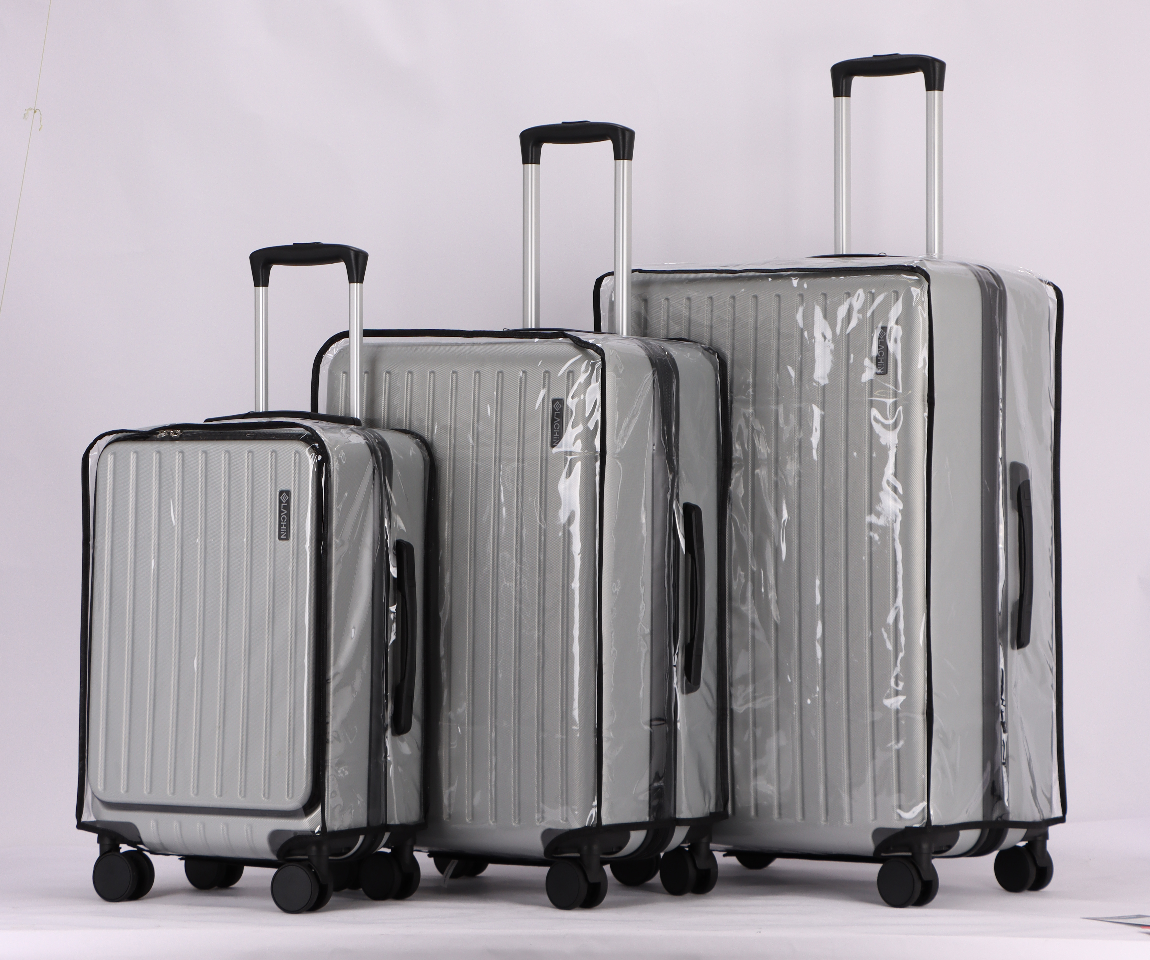 3-Piece Clear Luggage Cover Set – Waterproof, Dustproof PVC Suitcase Protectors (20", 24", 28") – Reusable Travel Covers for Checked & Carry-On Bags