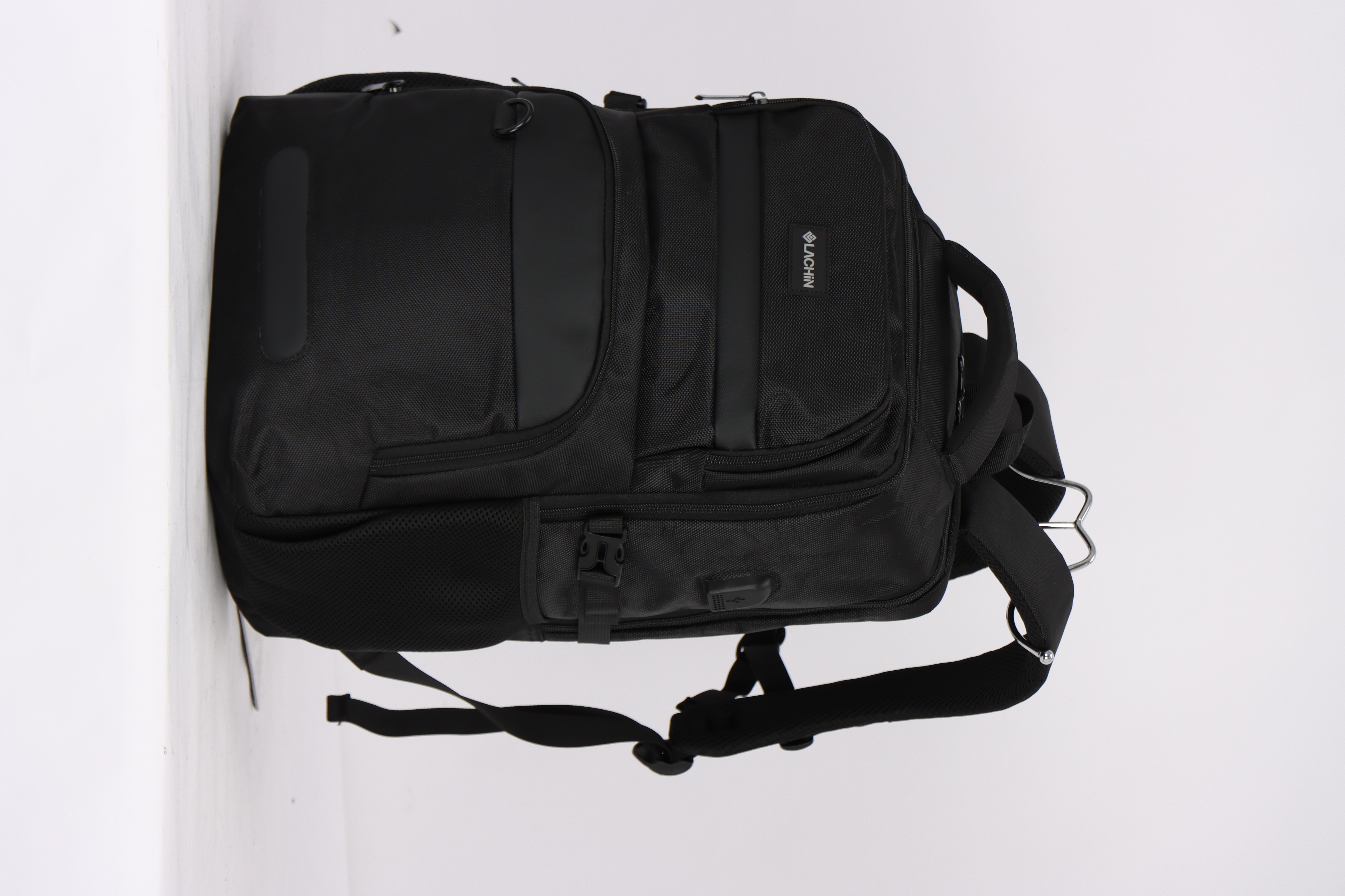 LACHIN Travel Laptop Backpack – Slim, Water-Resistant Anti-Theft Bag with USB Charging Port, Fits 15.6" Laptop, Durable 1610D Polyester, Built-in Keychain – Business, School & College Backpack for Men and Women (Black)