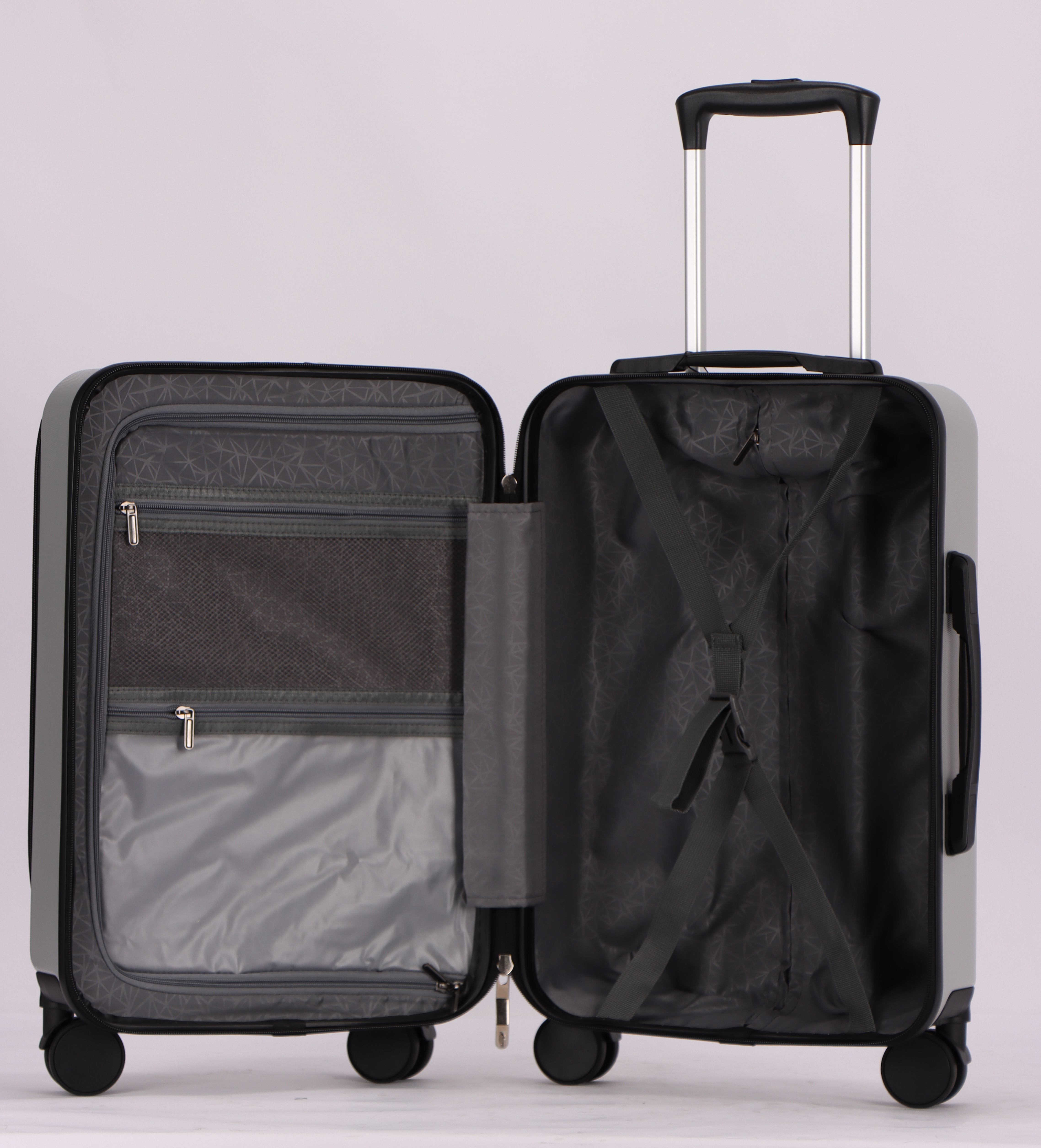 3-Piece Luggage Set – Hardshell ABS Suitcases with Spinner Wheels, Built-In TSA Combination Lock, Aluminum Handle, 20” Carry-On with USB & Type-C Ports and Front Laptop Pocket, Expandable 24” & 28” Checked Bags (Silver)