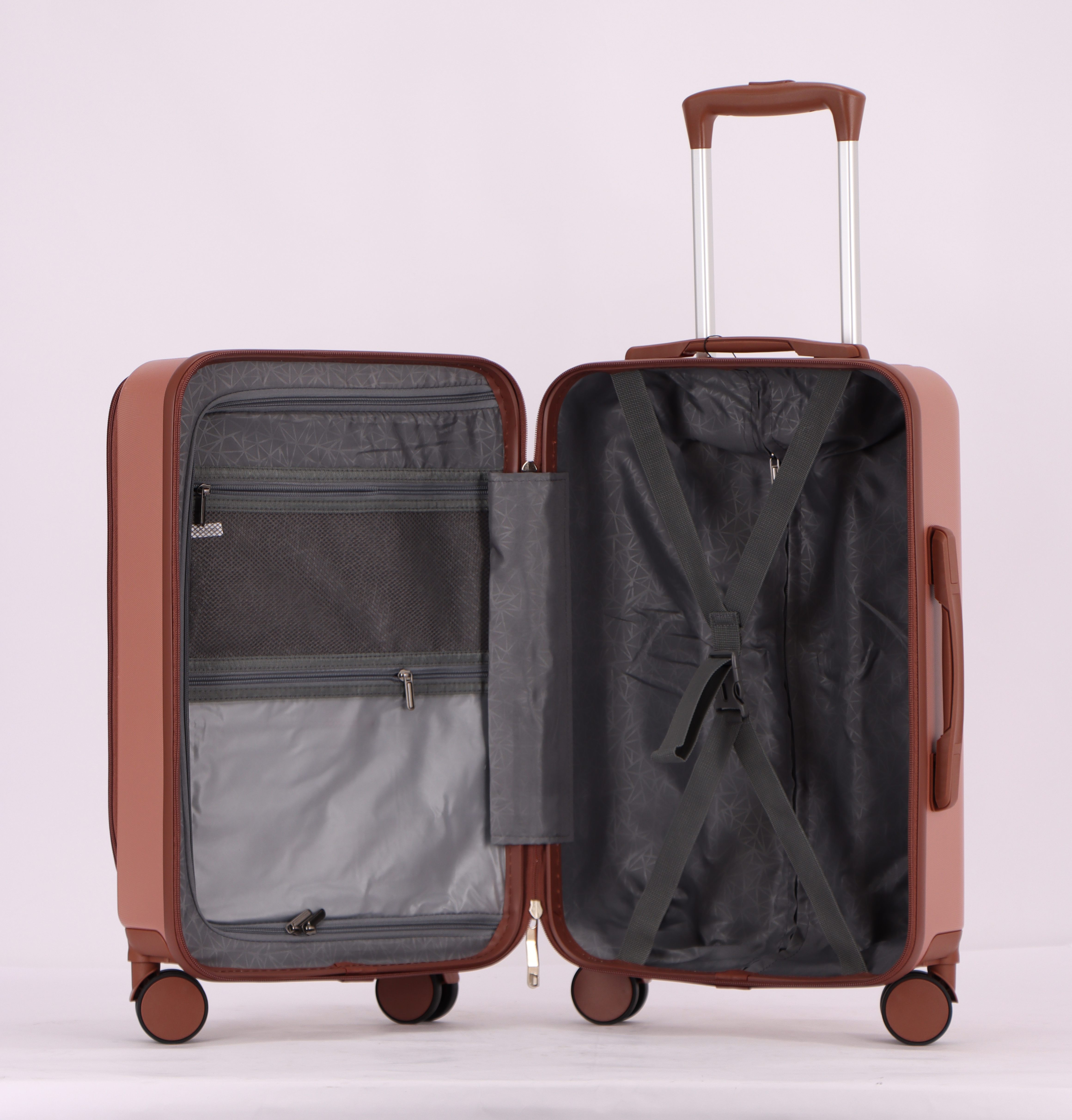 3-Piece Luggage Set – Hardshell ABS Suitcases with Spinner Wheels, Built-In TSA Combination Lock, Aluminum Handle, 20” Carry-On with USB & Type-C Ports and Front Laptop Pocket, Expandable 24” & 28” Checked Bags (ROSE GOLD)