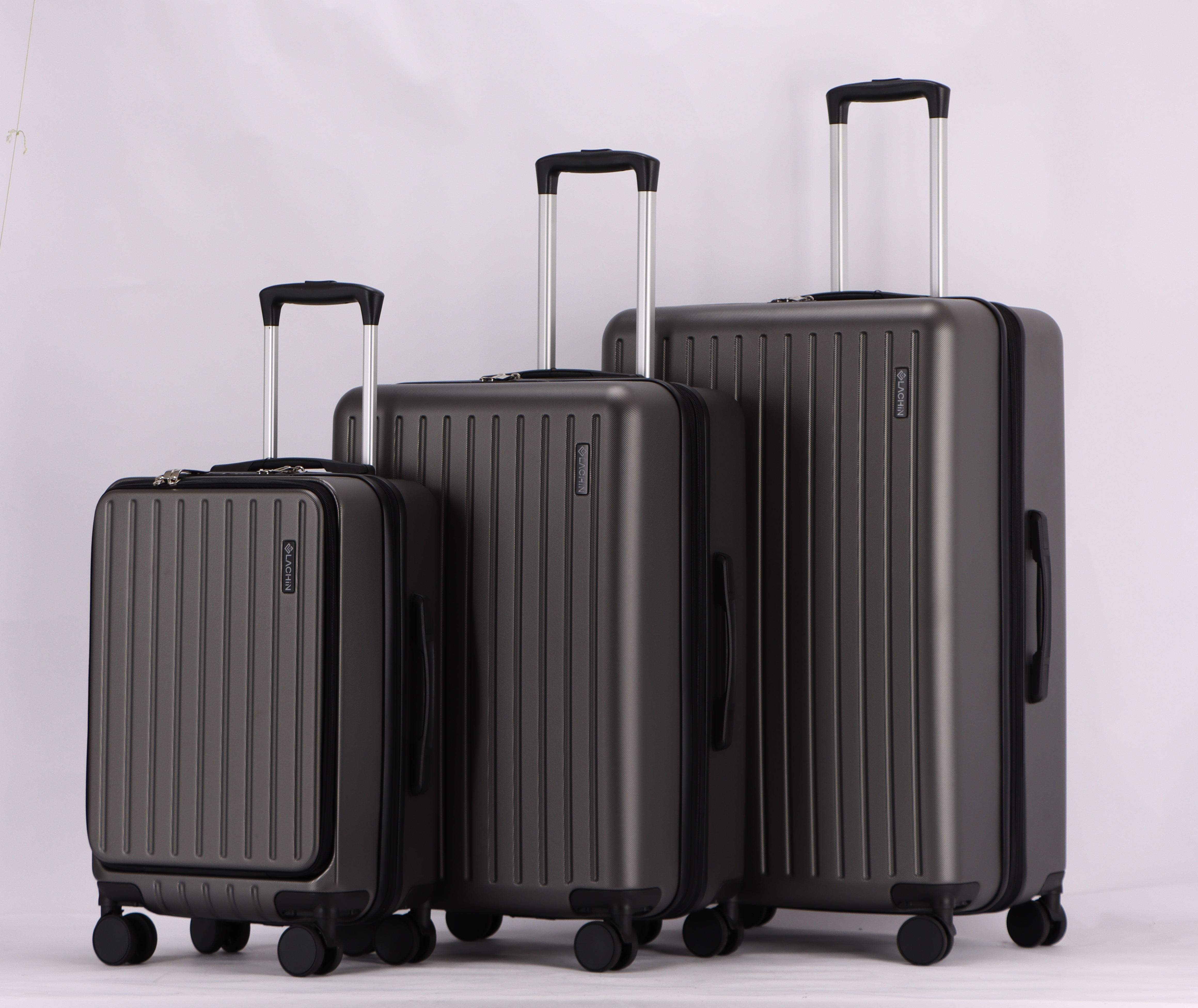 3-Piece Luggage Set – Hardshell ABS Suitcases with Spinner Wheels, Built-In TSA Combination Lock, Aluminum Handle, 20” Carry-On with USB & Type-C Ports and Front Laptop Pocket, Expandable 24” & 28” Checked Bags (GRAPHITE)