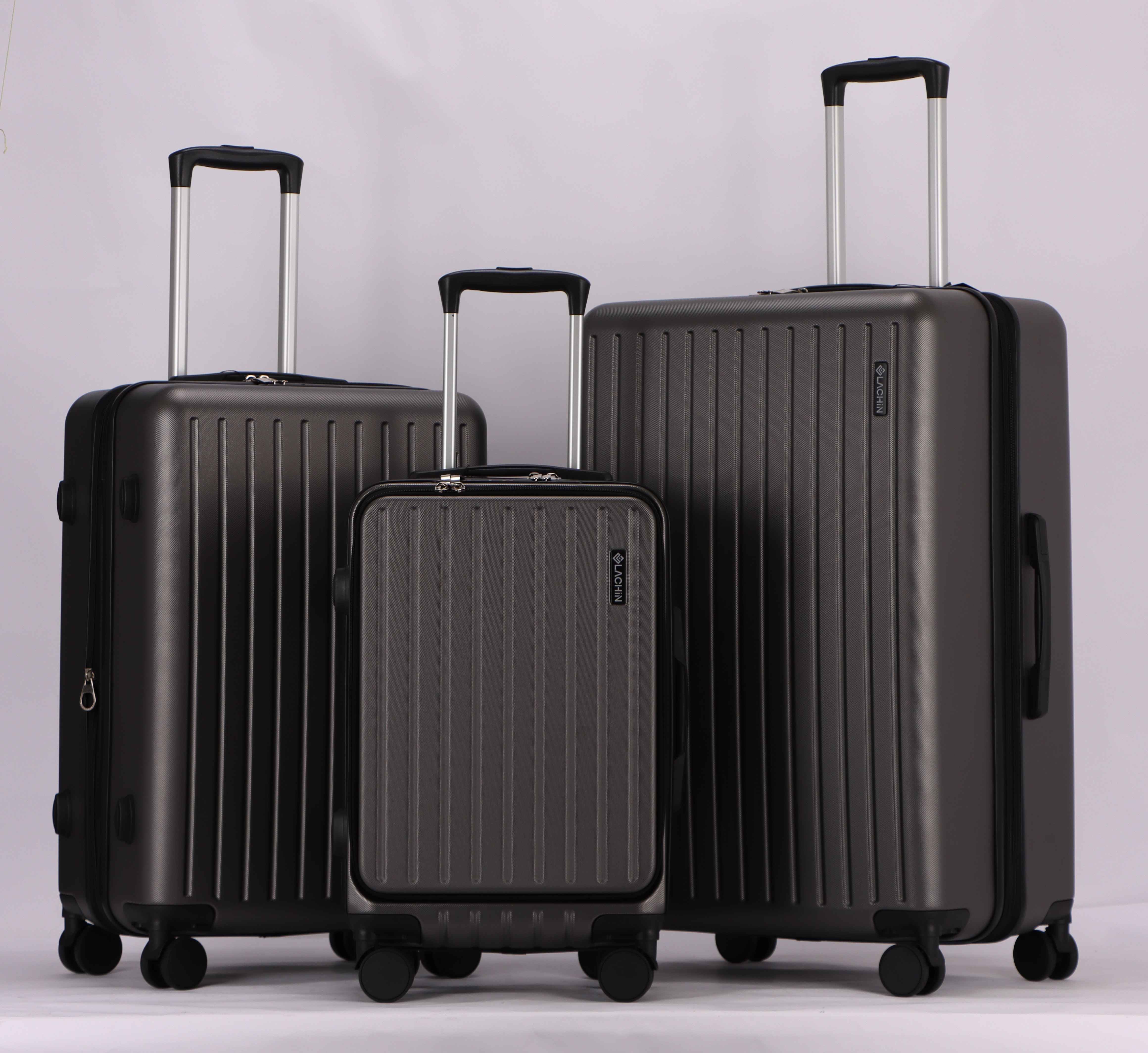 3-Piece Luggage Set – Hardshell ABS Suitcases with Spinner Wheels, Built-In TSA Combination Lock, Aluminum Handle, 20” Carry-On with USB & Type-C Ports and Front Laptop Pocket, Expandable 24” & 28” Checked Bags (GRAPHITE)