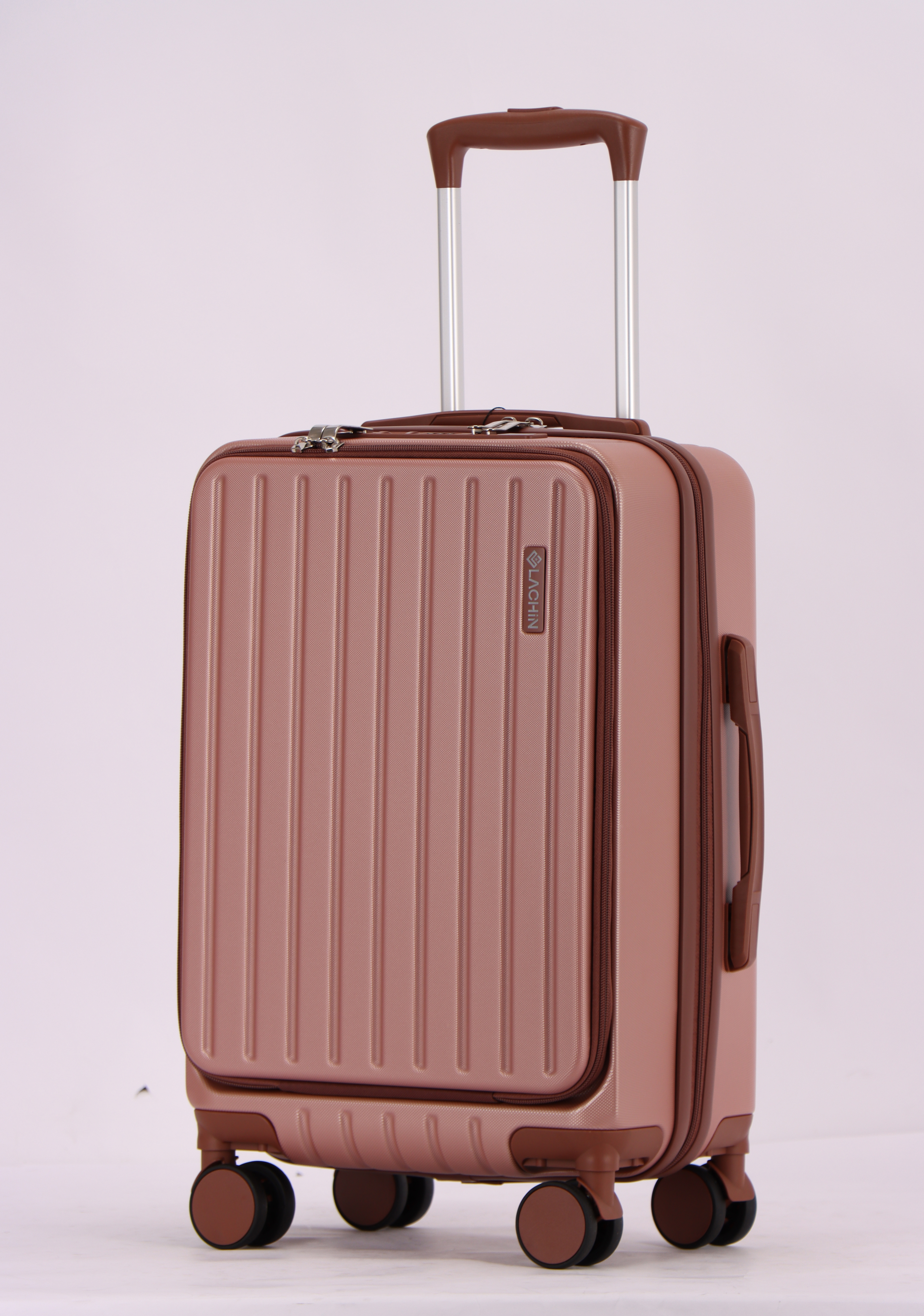 3-Piece Luggage Set – Hardshell ABS Suitcases with Spinner Wheels, Built-In TSA Combination Lock, Aluminum Handle, 20” Carry-On with USB & Type-C Ports and Front Laptop Pocket, Expandable 24” & 28” Checked Bags (ROSE GOLD)
