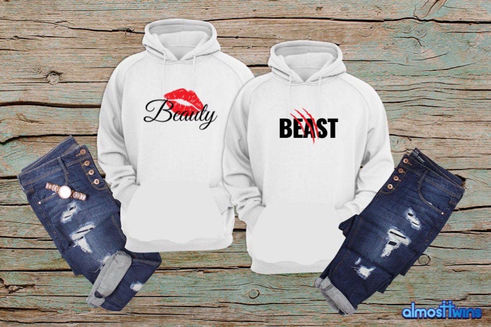Beauty and Beast Hoodies Set