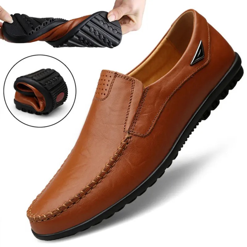 Leather Men Formal Shoes Luxury Brand 2023 Men's Loafers Dress Moccasins Breathable Slip on Black Driving Shoes Plus Size 38-44