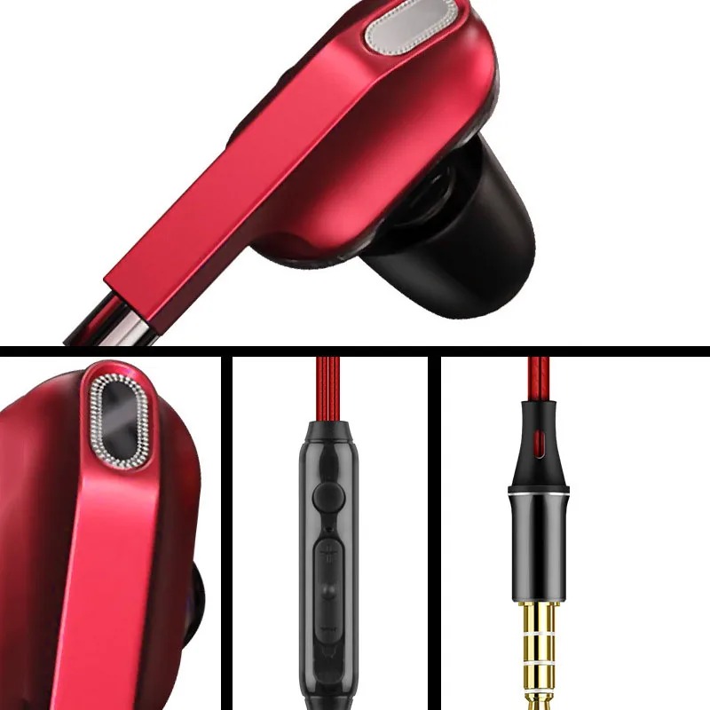 A06 dual-speaker cell phone headset dual dynamic circle quad-core in-ear subwoofer game call with microphone headphones