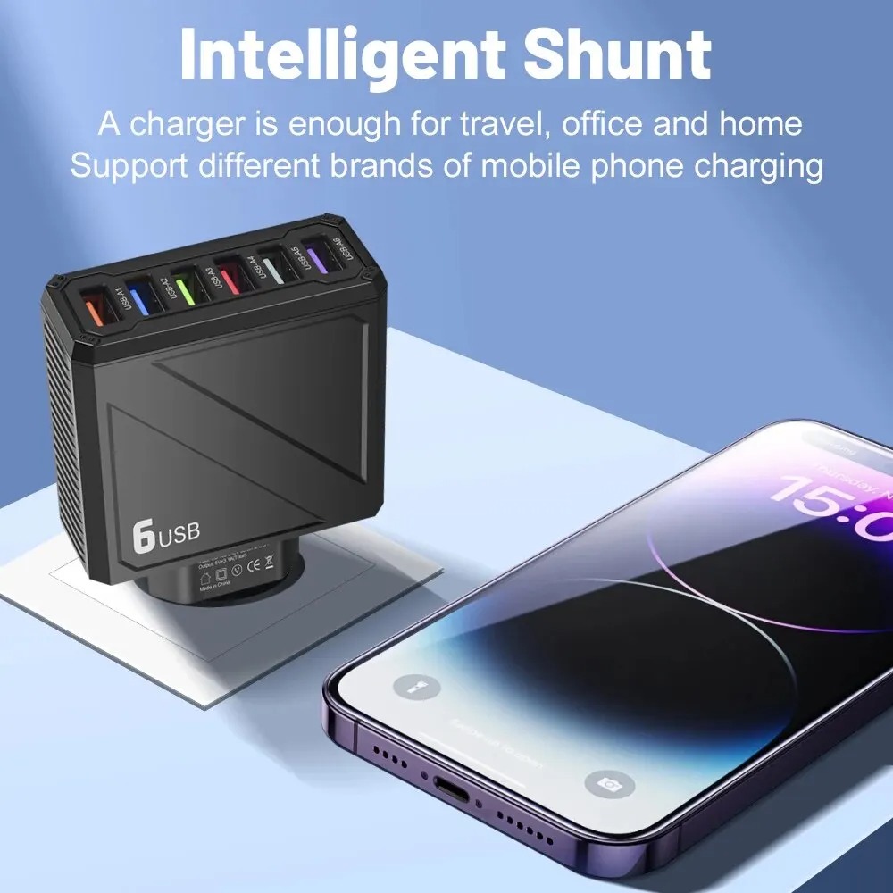 3.1A 6Ports USB Charger Fast Charging Wall Charger Quick Charge For iPhone Samsung Xiaomi Huawei Mobile Phone Adapte