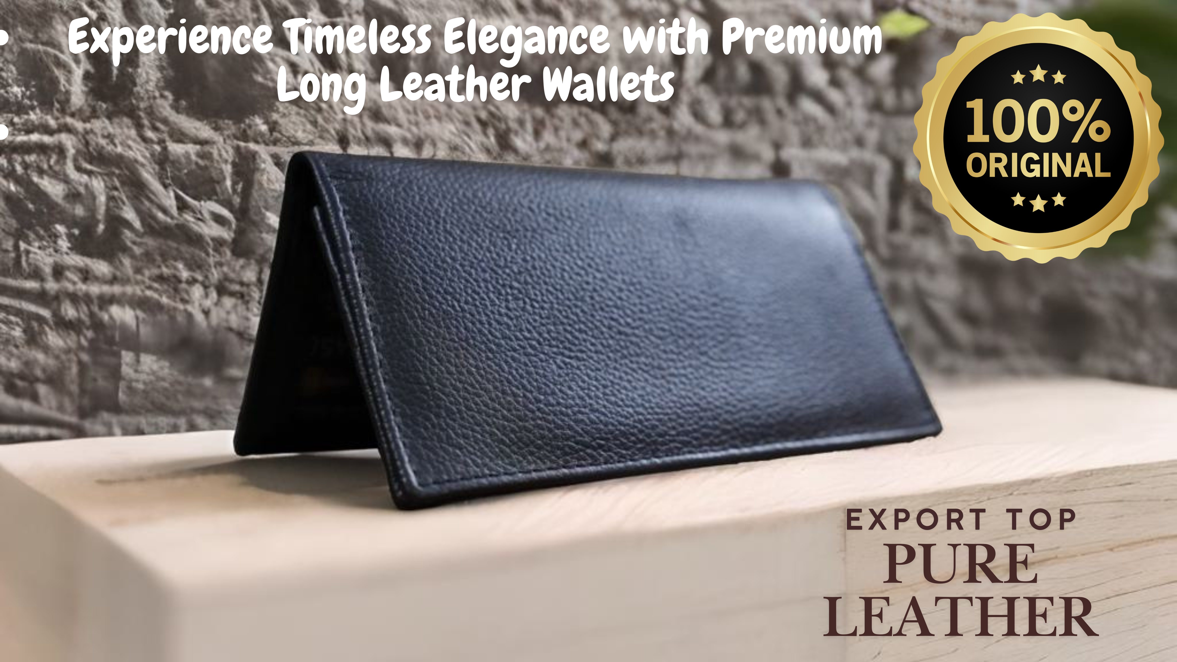 Men’s Handmade Pure Leather Long Wallet – Vintage Style, Hand Stitched