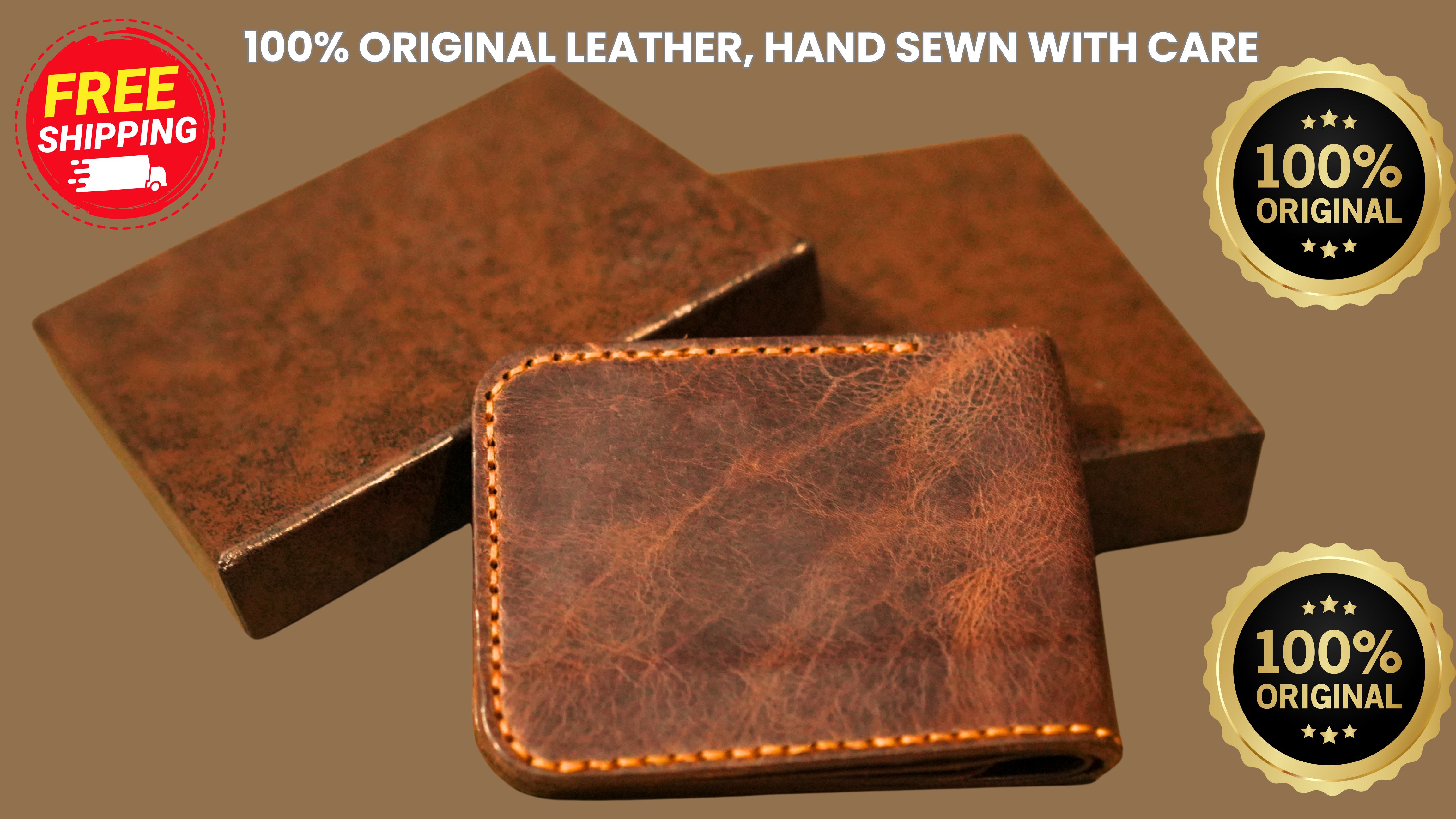 Hand-Stitched Genuine Leather Wallet by EXPORT TOP | Compact & Durable