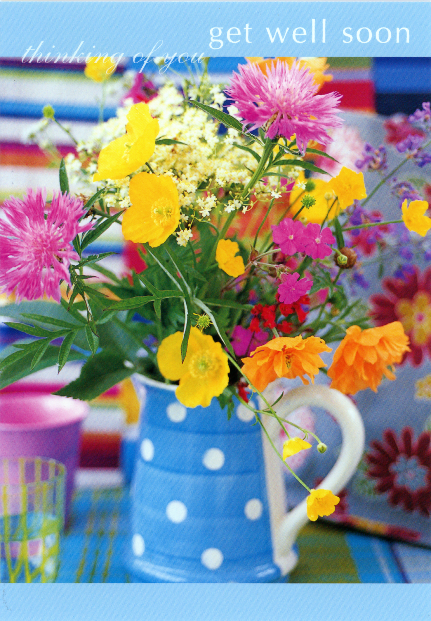 Get well Colourful Bouquet in Polka Dot Pitcher