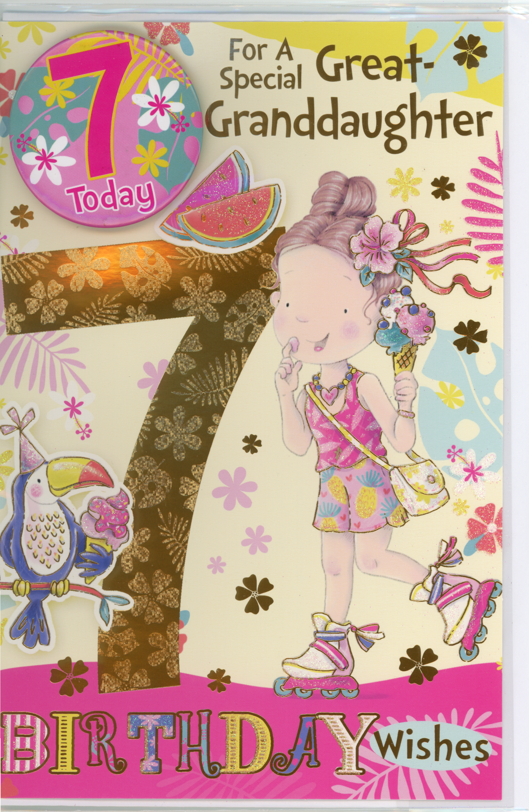 Birthday Card for Great-Granddaughter with Badge