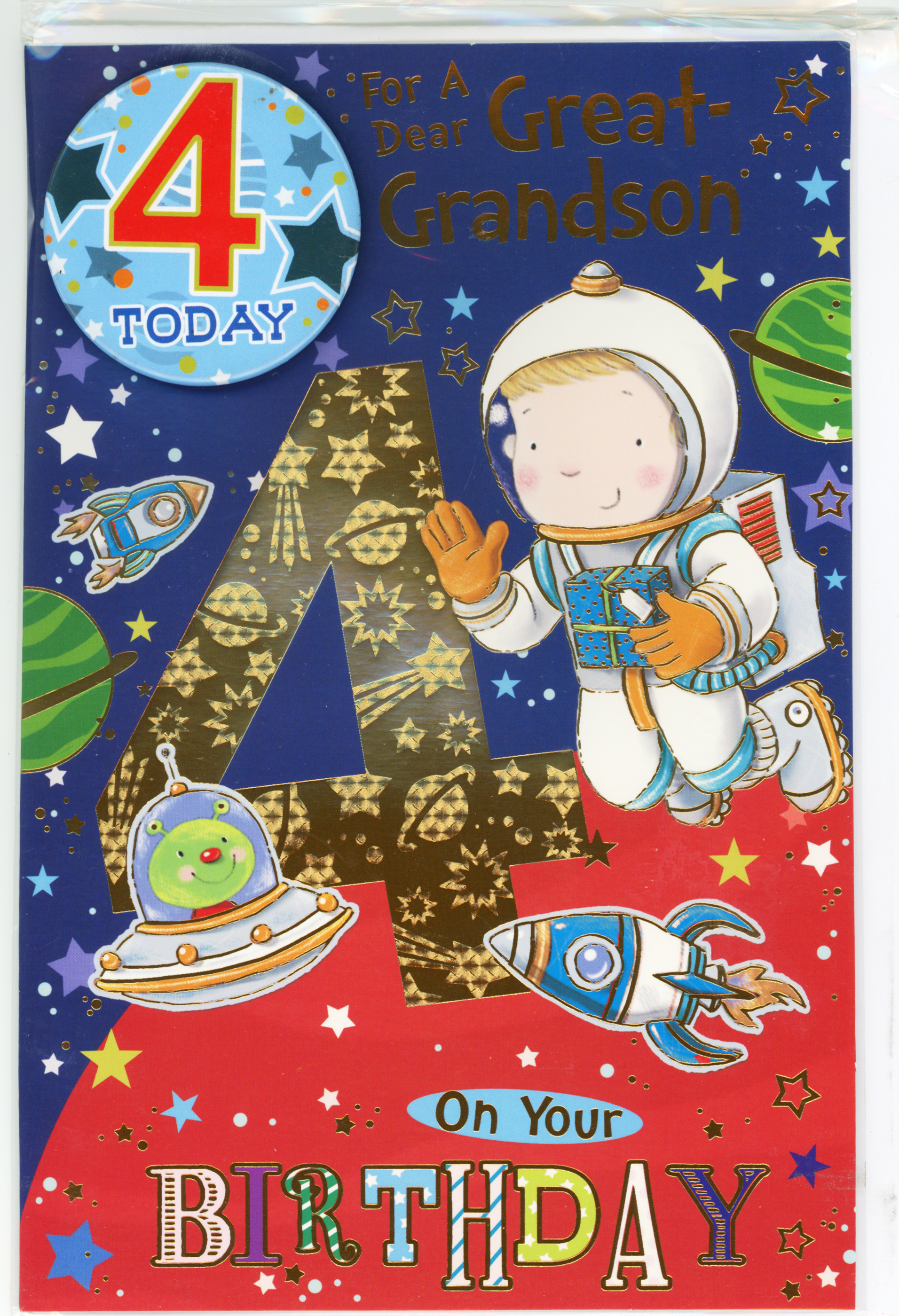 Birthday Card Great-Grandson with Badge