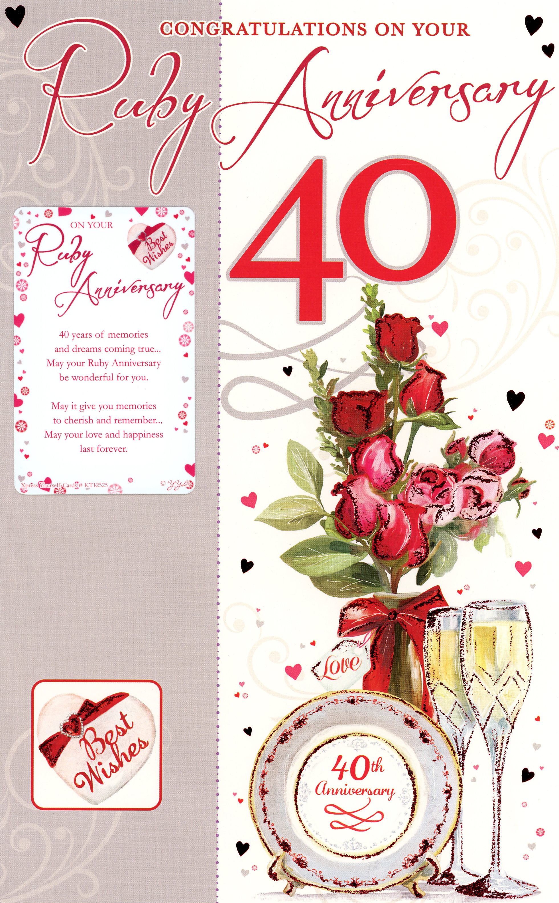 Ruby Anniversary Card with keepsake.
