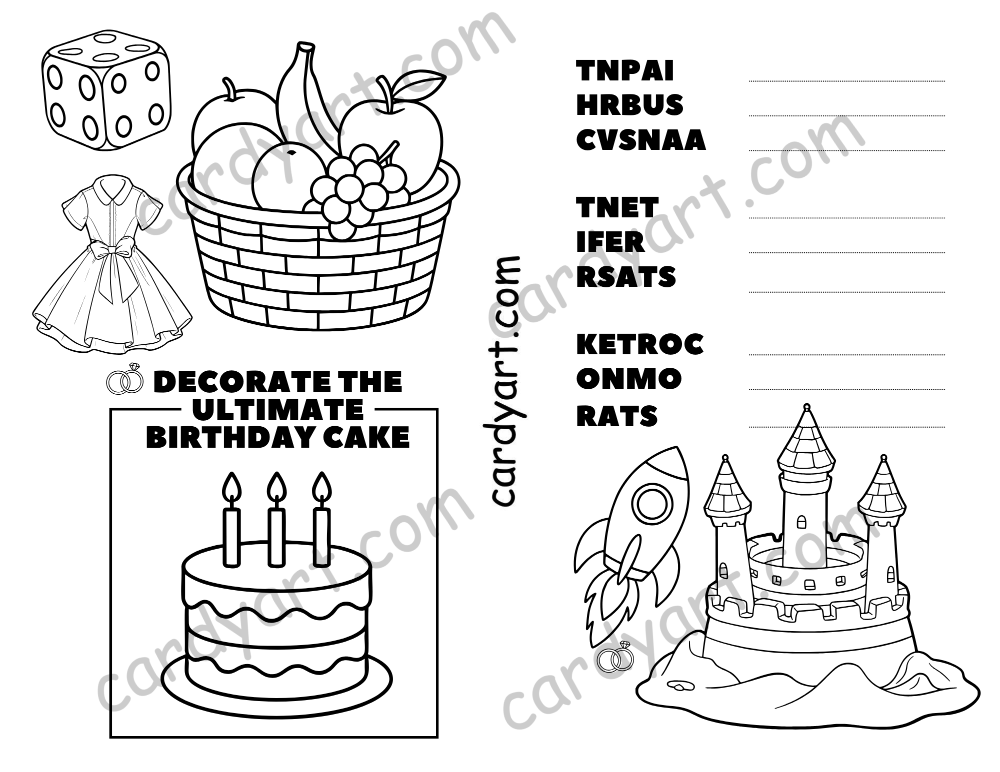 10 Pack of themed Children's Activity Colouring Sheets. Ideal for Parties,Class Rooms, and Artistic Pastimes.