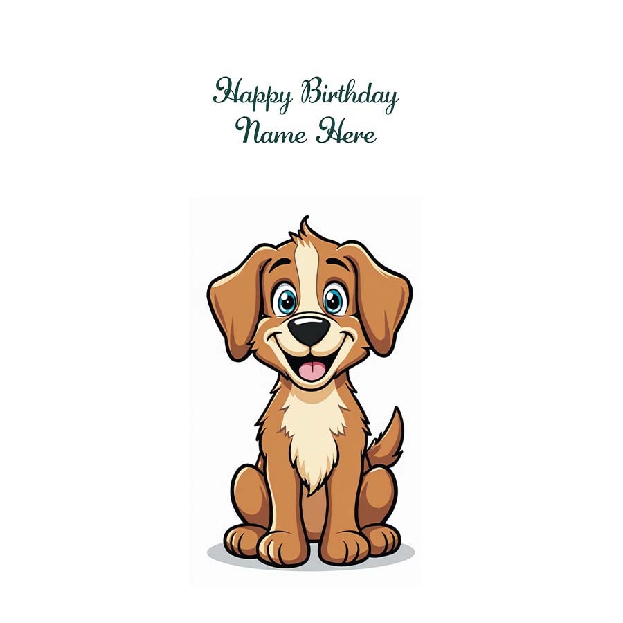 Personalised Happy Birthday Card with Cartoon Dog