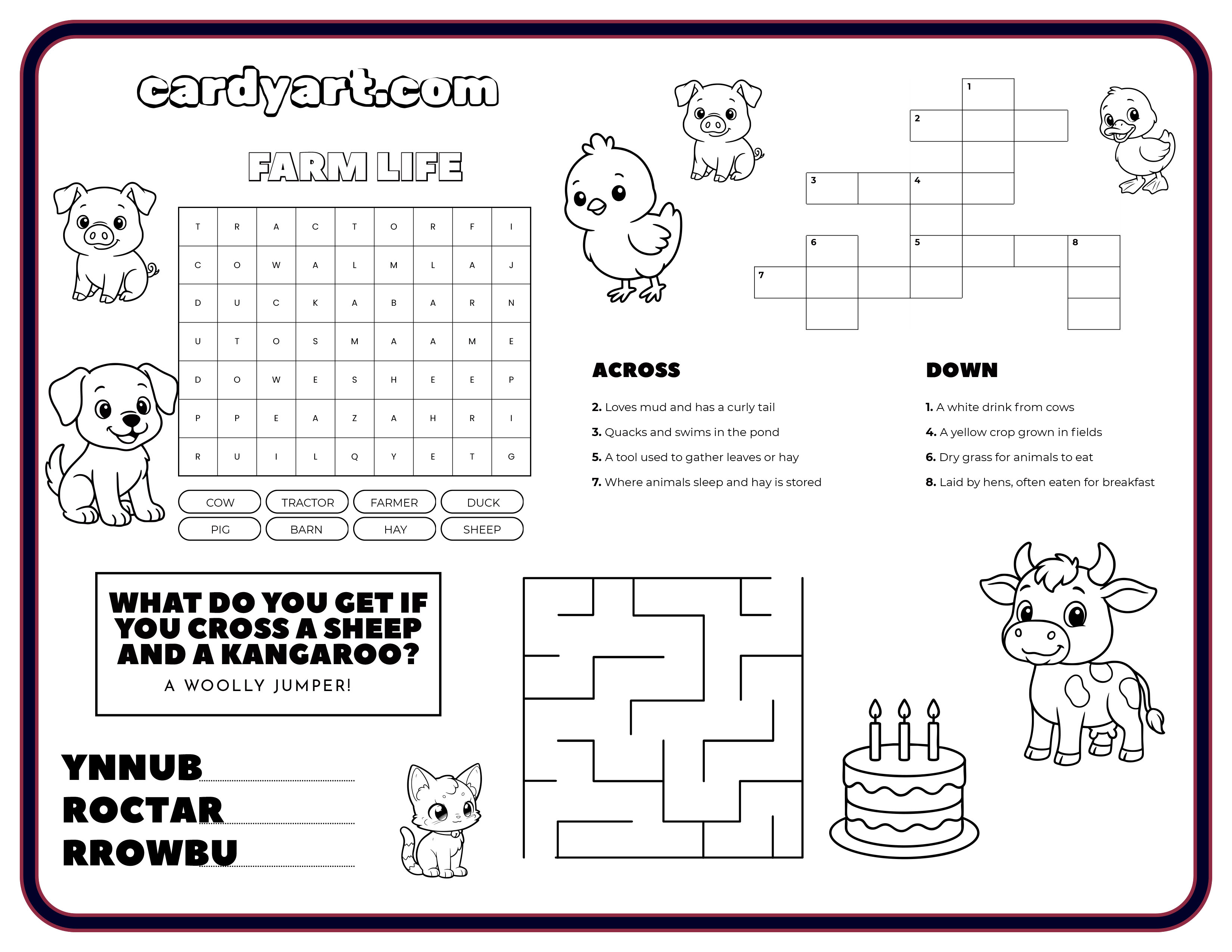 Personalised Happy Birthday Bunny Card with FREE  Activity A4 Sheet included.