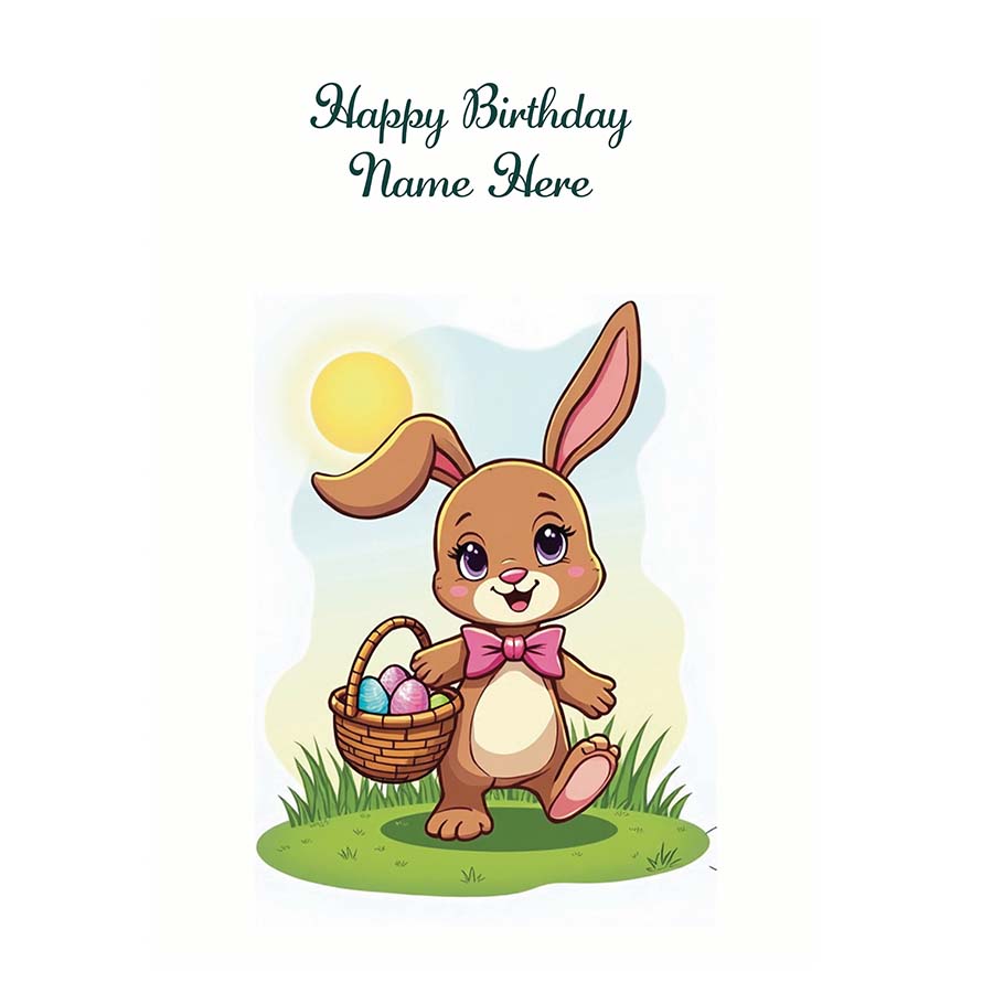 Personalised Happy Birthday Bunny Card with FREE  Activity A4 Sheet included.