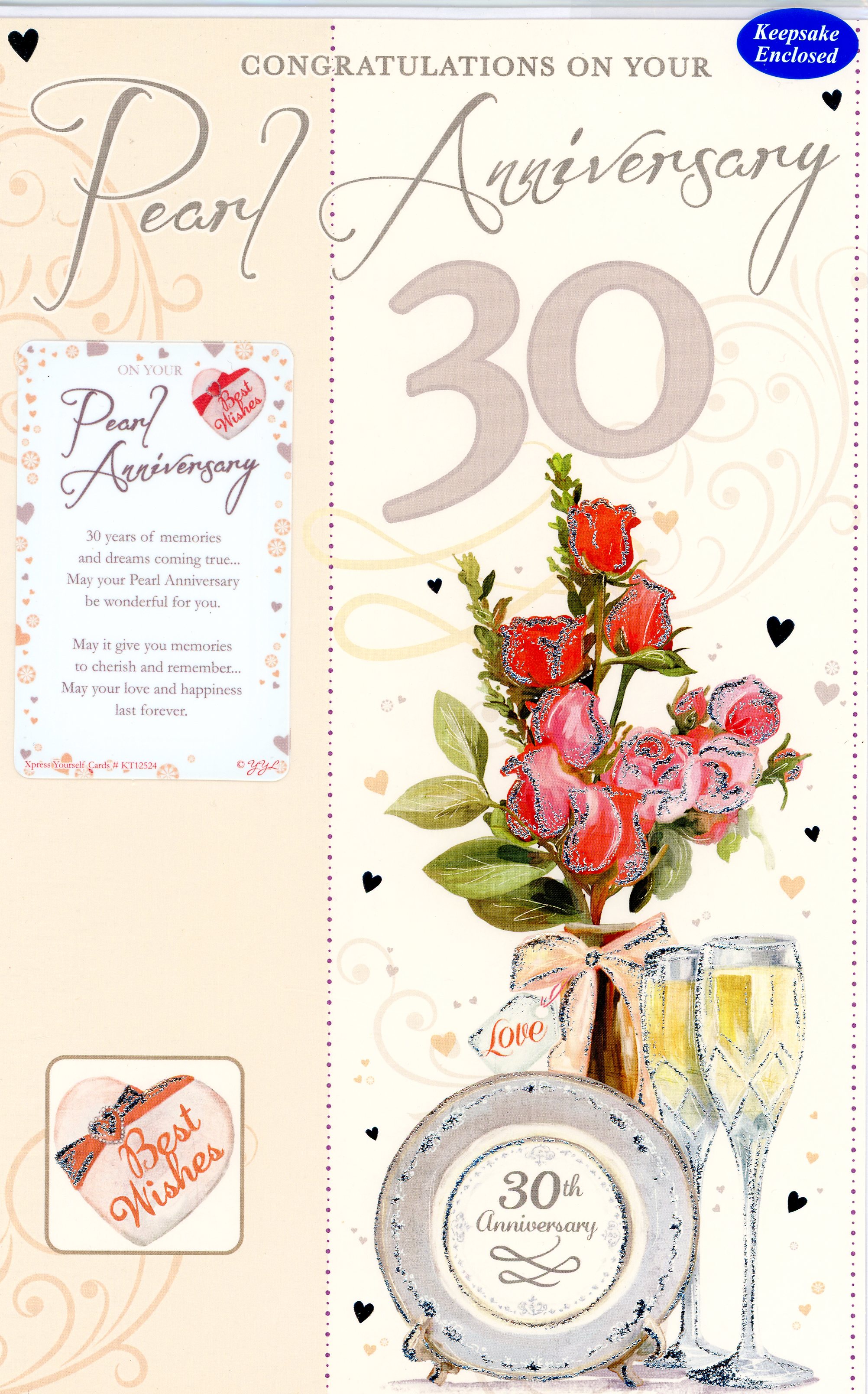 Pearl Anniversary Card with Keepsake.