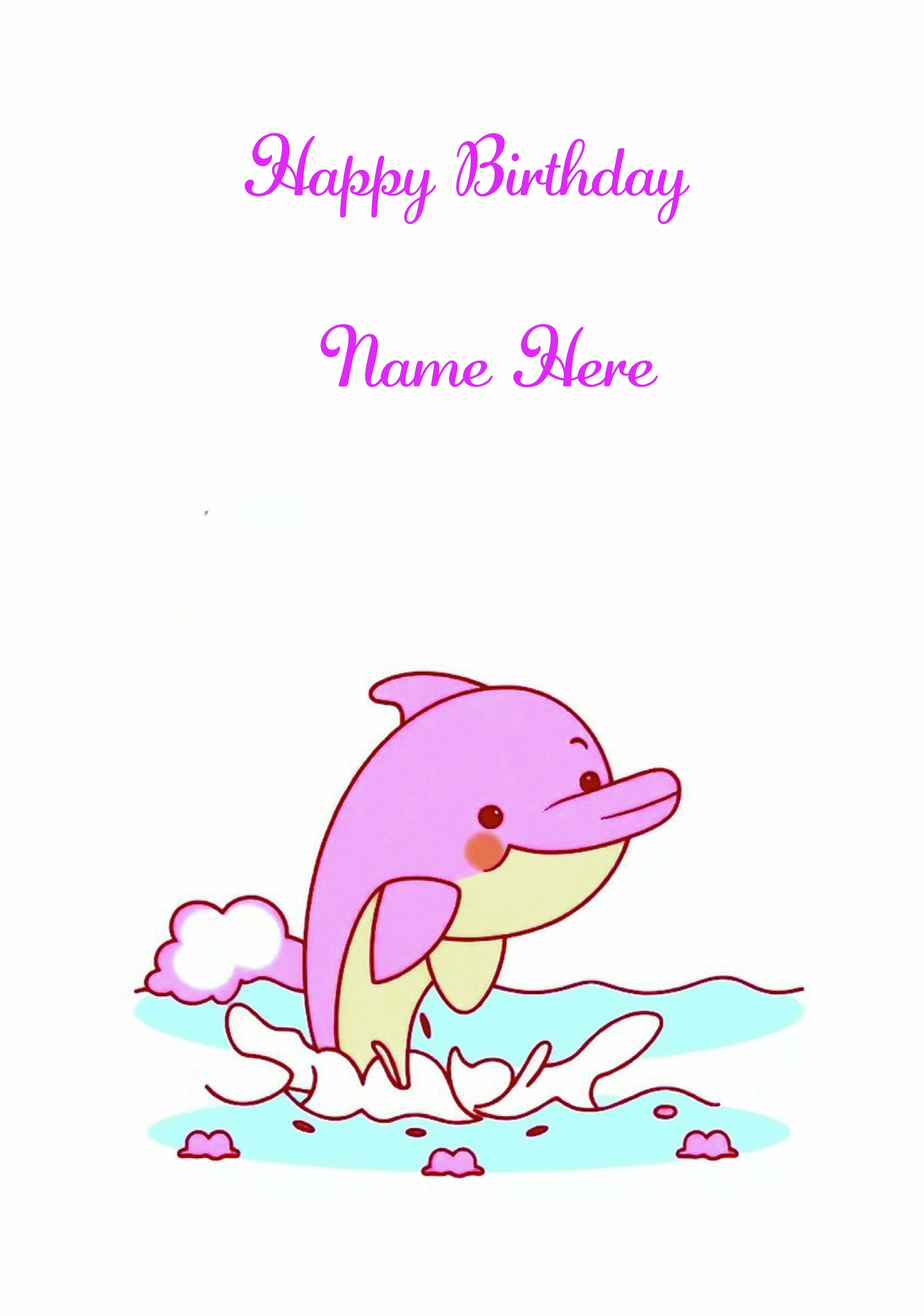 Personalised Happy Birthday Card with Dolphin with FREE Activity A4 Sheet included.