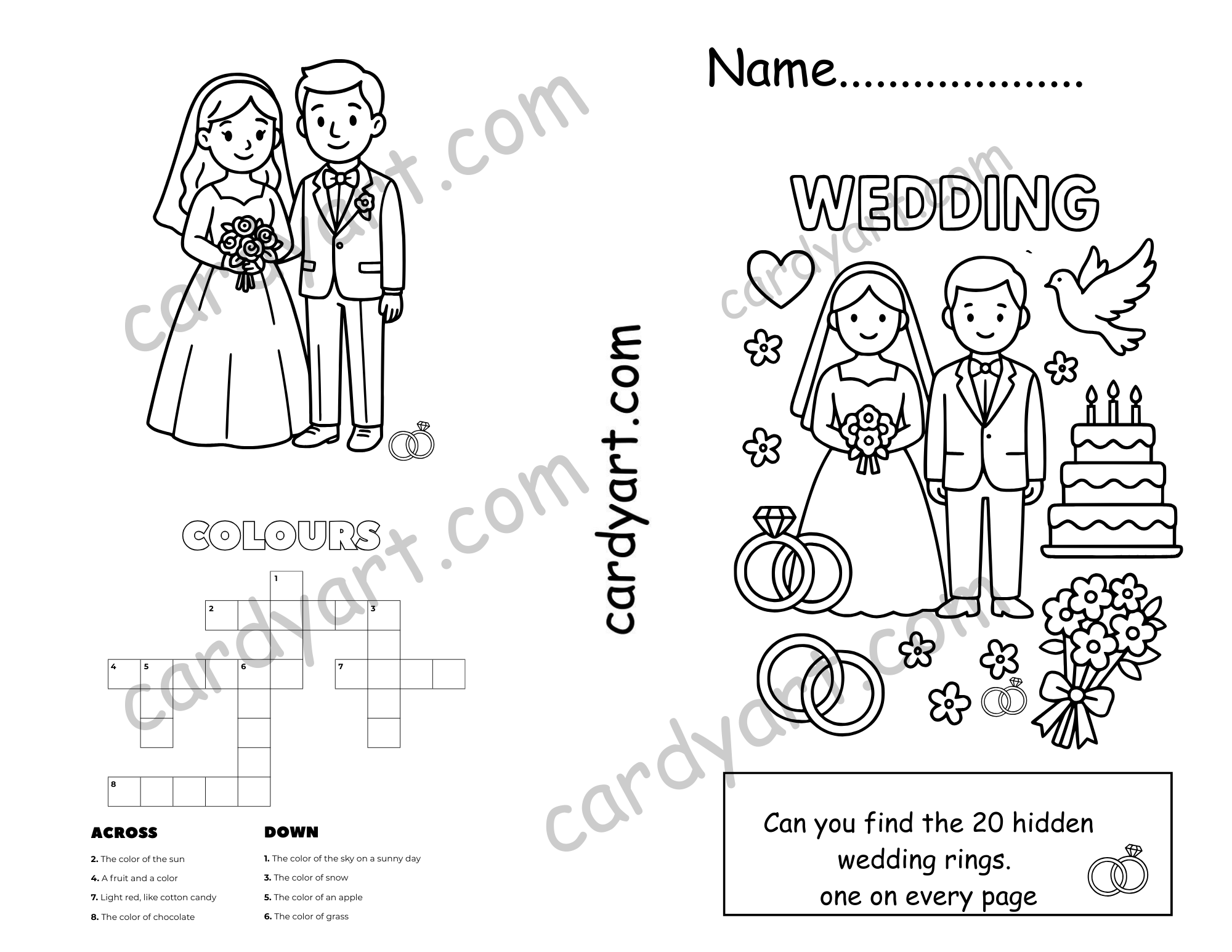 10 Pack of themed Children's Activity Colouring Sheets. Ideal for Parties,Class Rooms, and Artistic Pastimes.