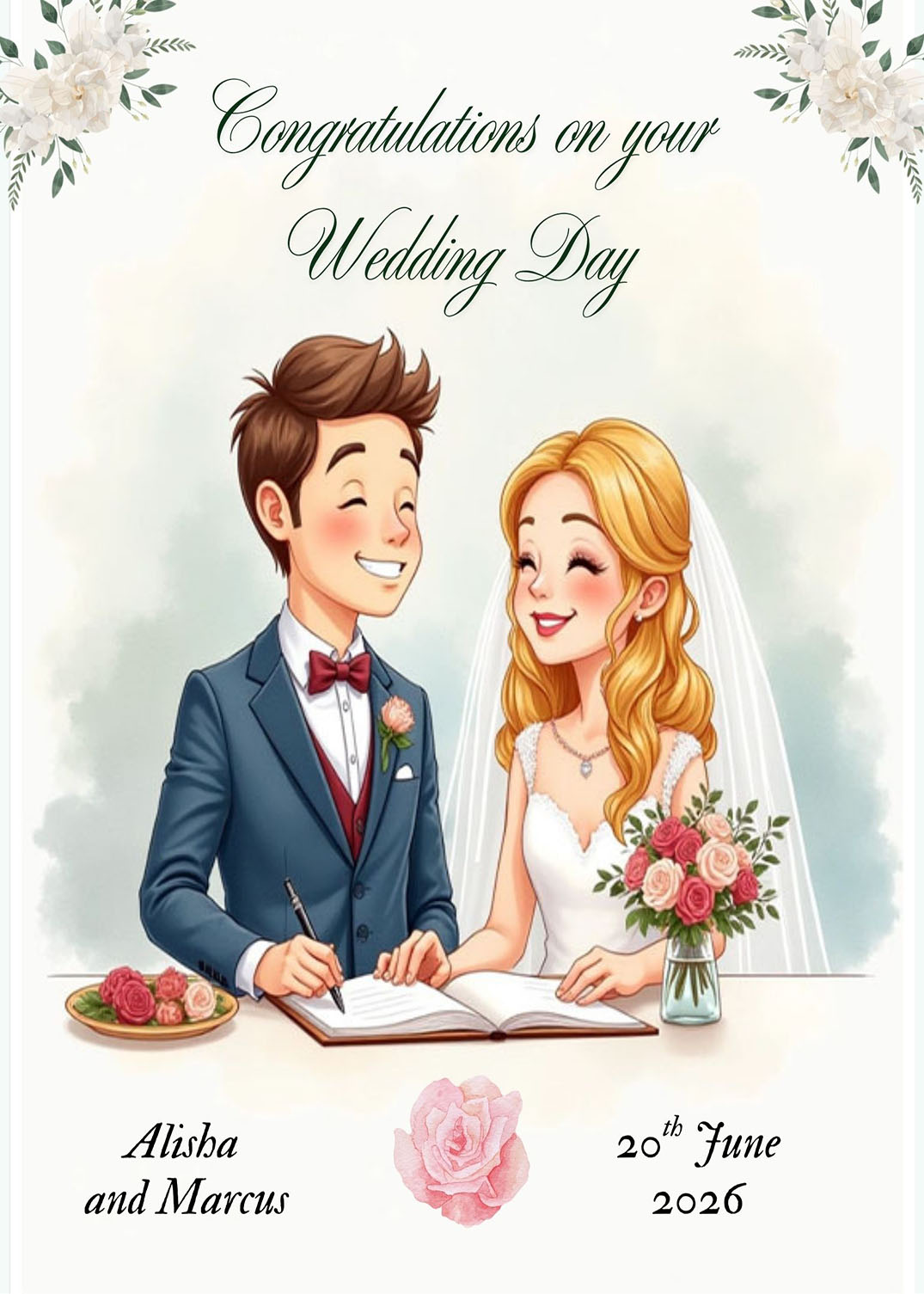 Personalised Wedding Day Greeting Card