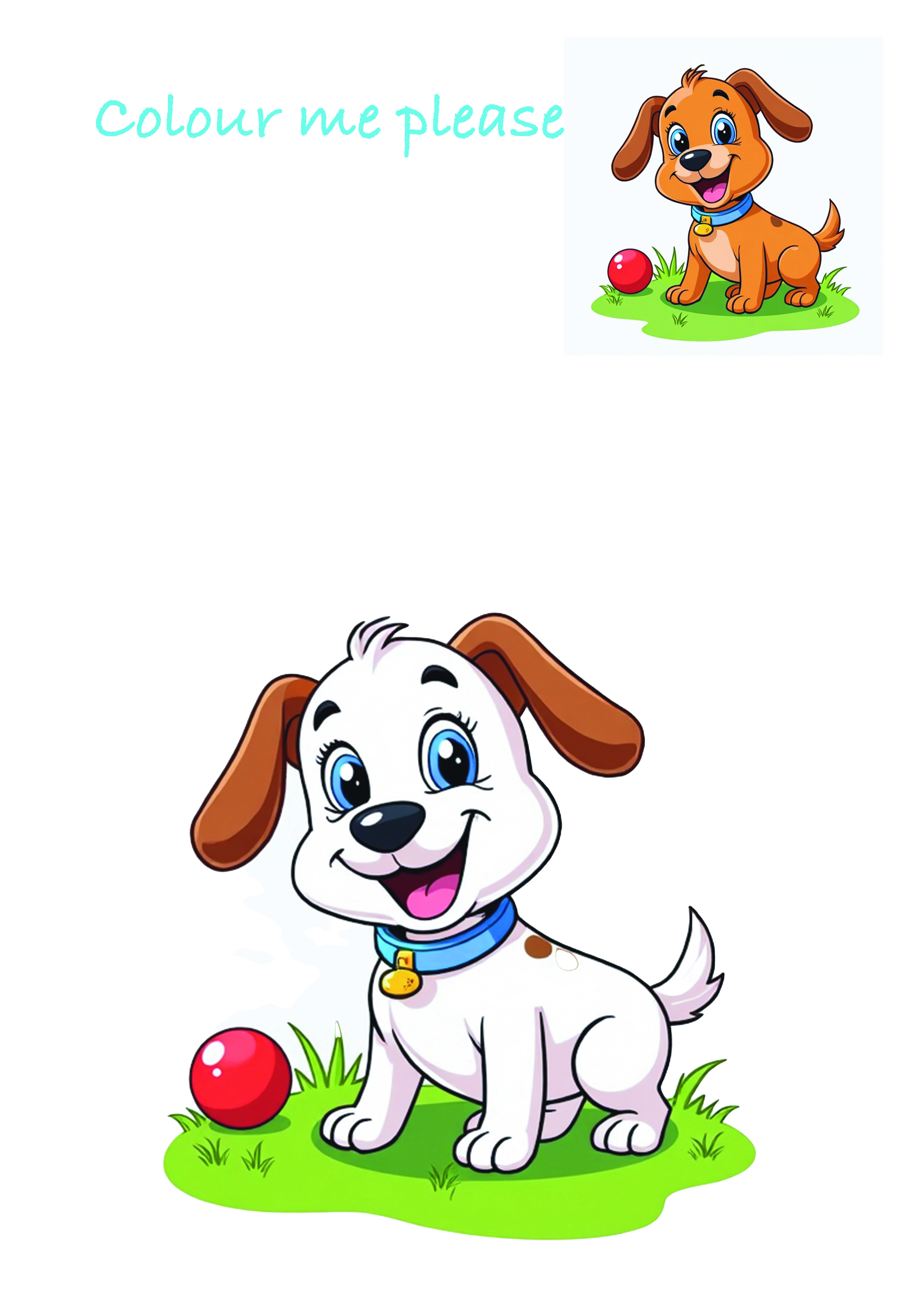 Personalised Happy Birthday Card with Cartoon puppy with FREE  Activity A4 Sheet included.