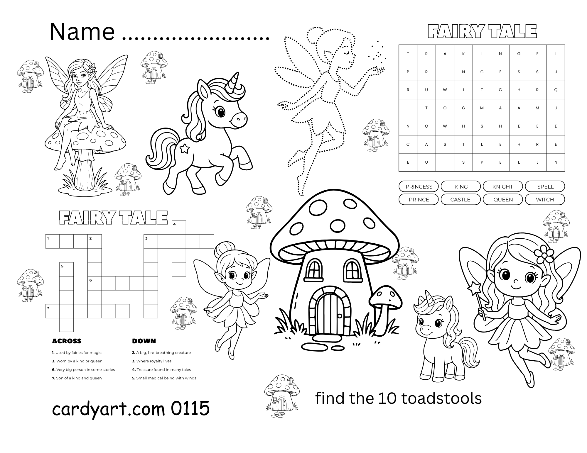 Fairy Tale Activity Coloring Sheet