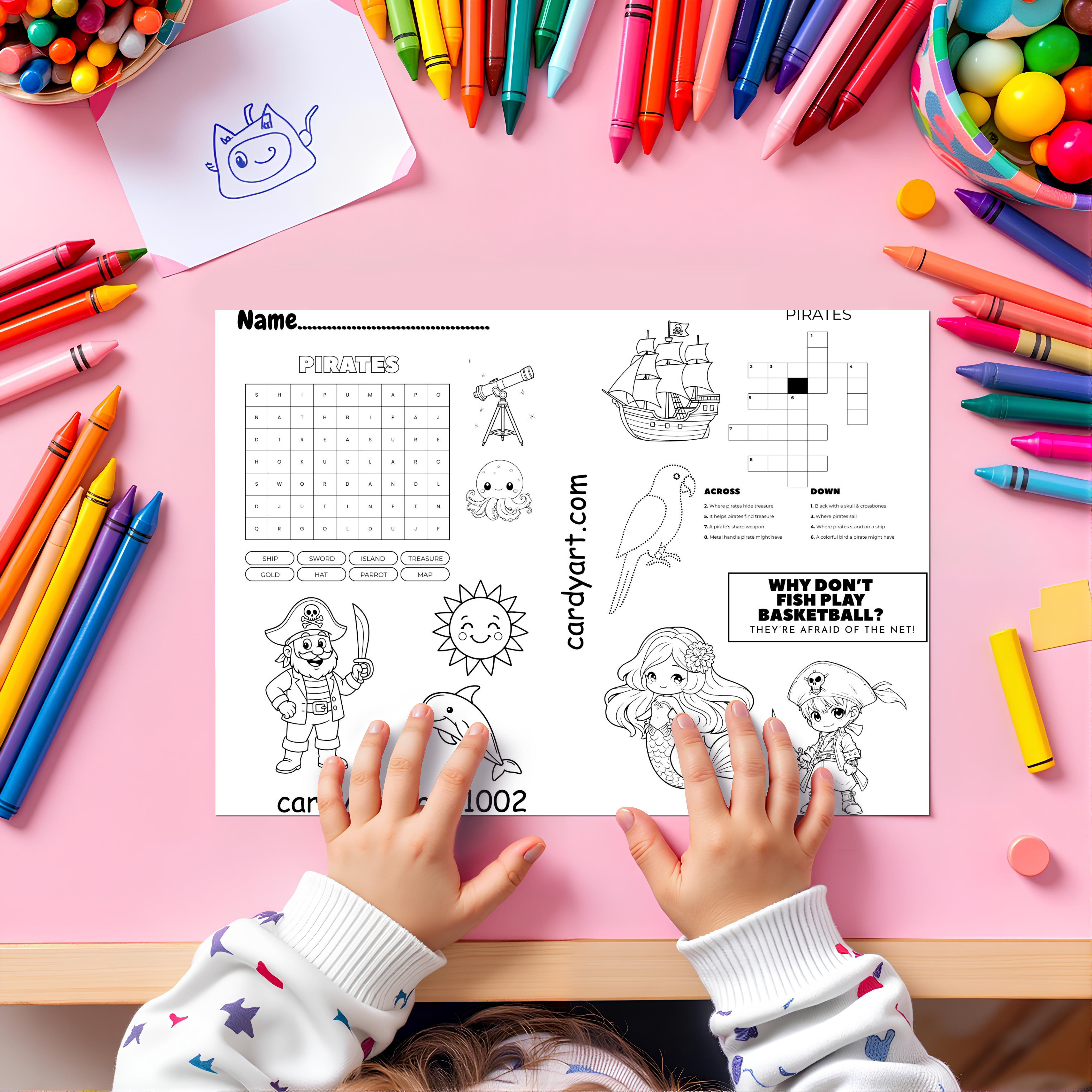 10 Pack of themed Children's Activity Colouring Sheets. Ideal for Parties,Class Rooms, and Artistic Pastimes.