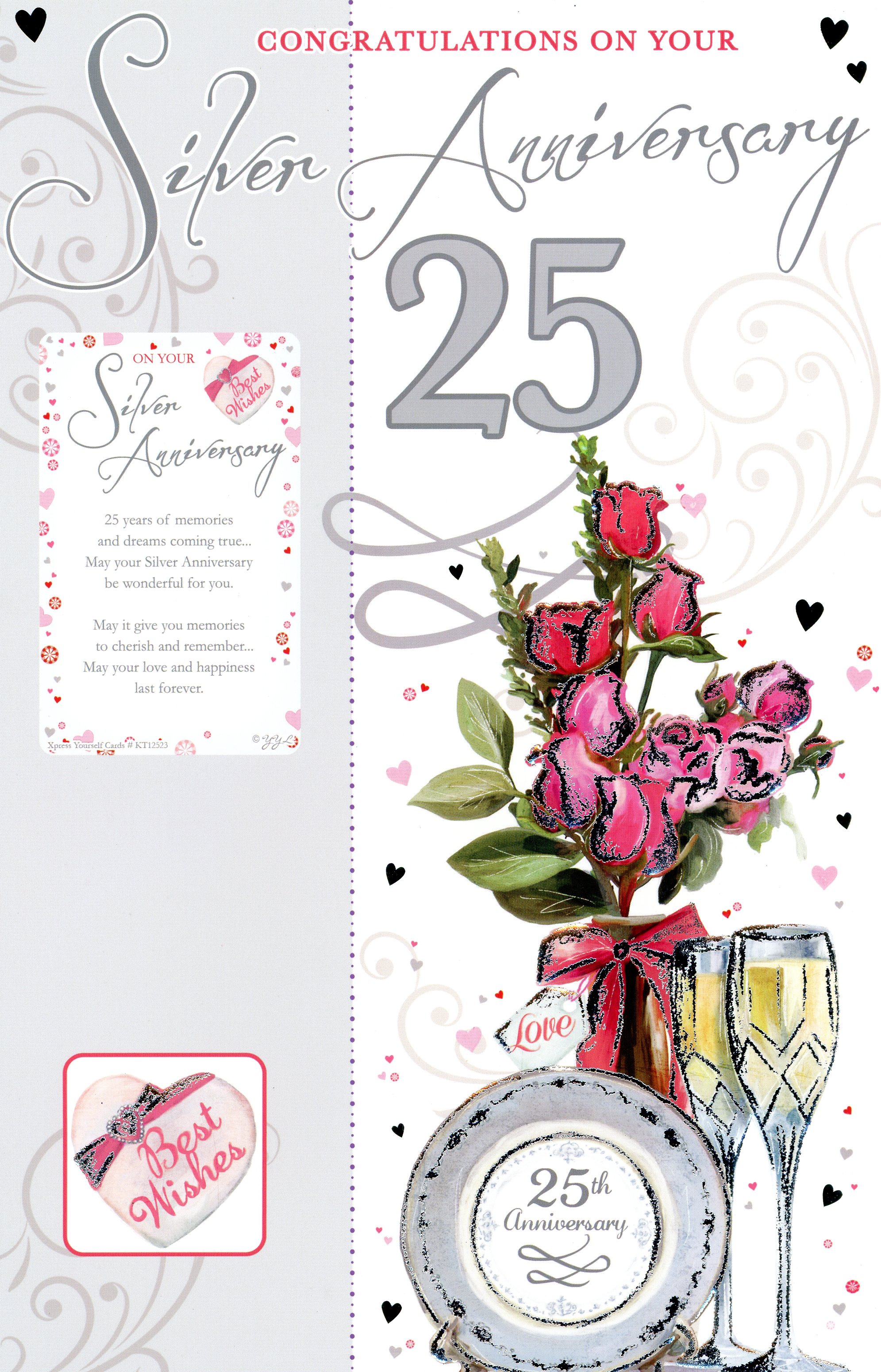 Silver Anniversary Card with keepsake.