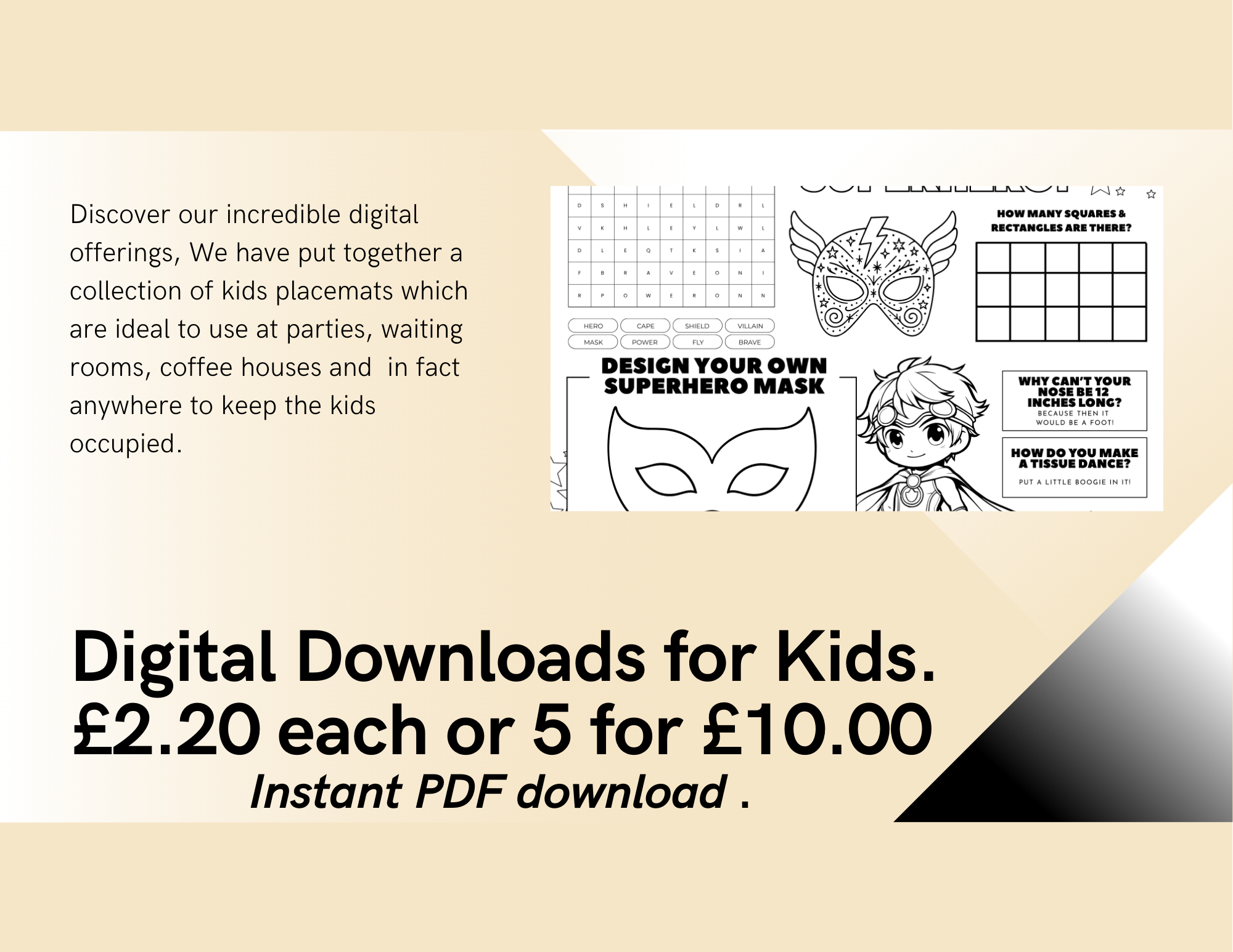 Children’s Activity Wedding Placemat