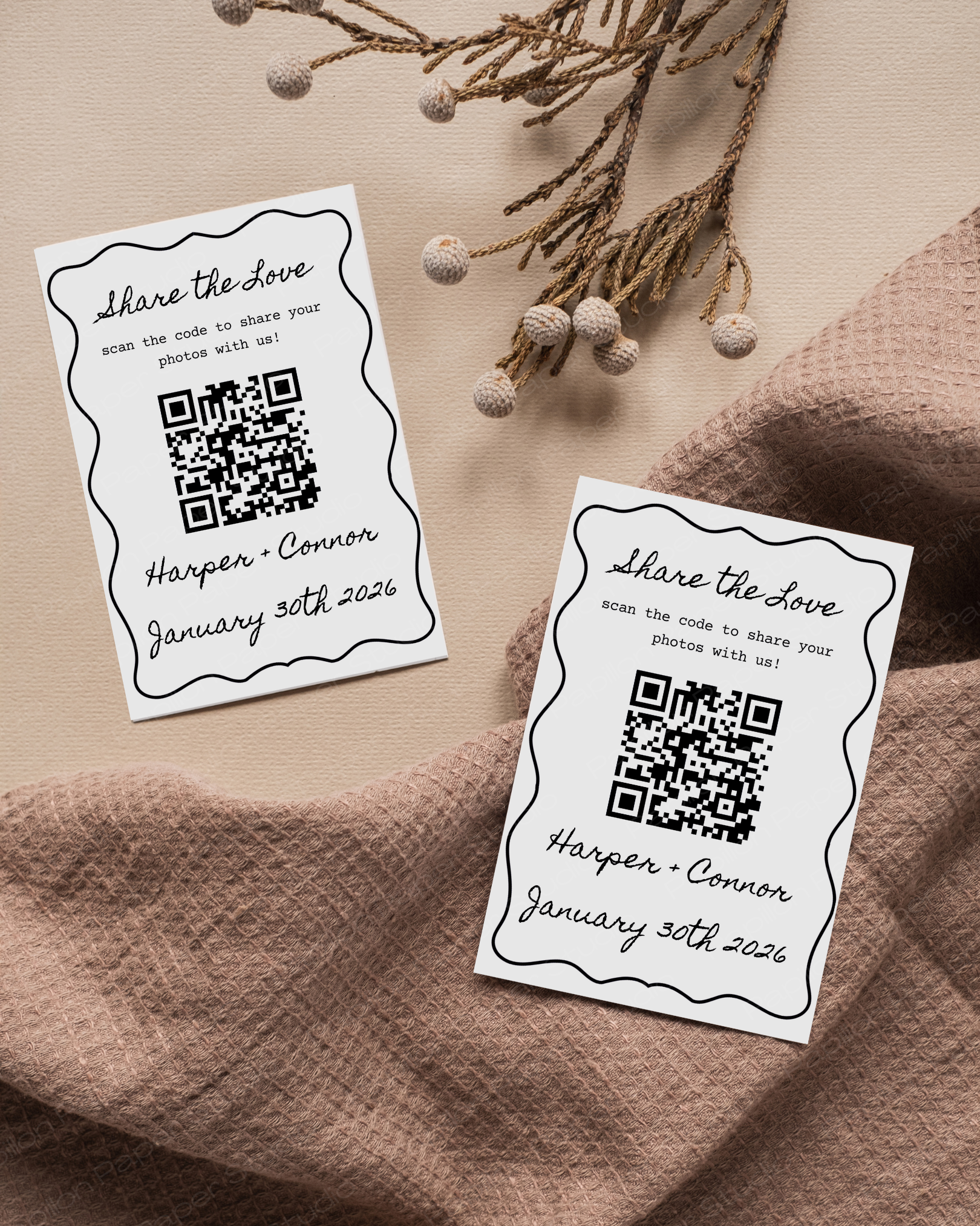 Capture the Love Wedding QR Code Card