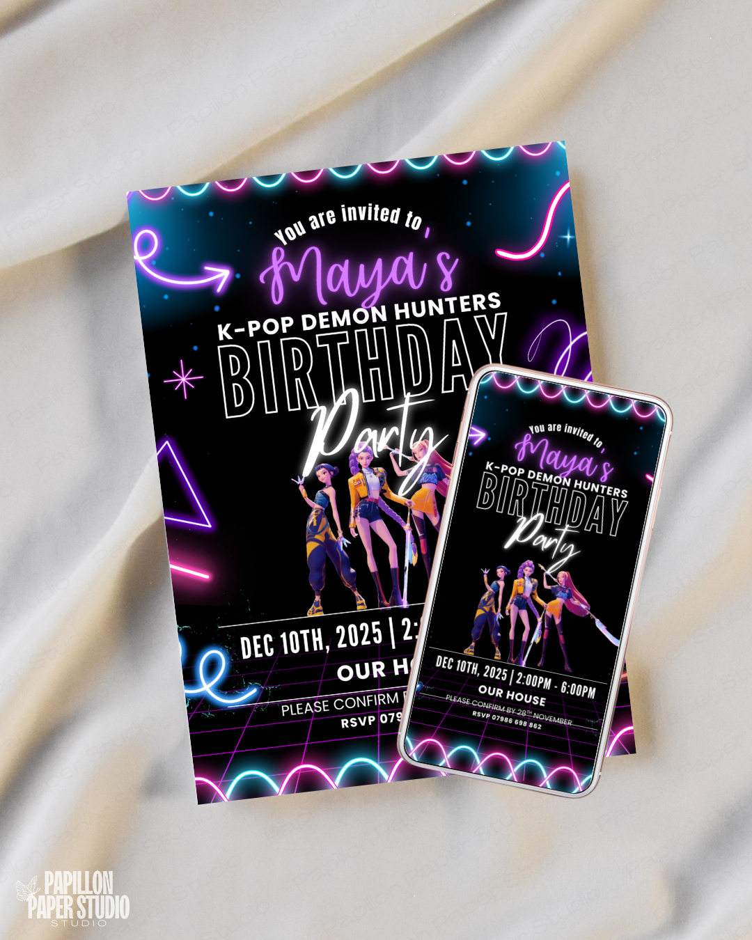 KPOP Demon Hunters Birthday Invitation 