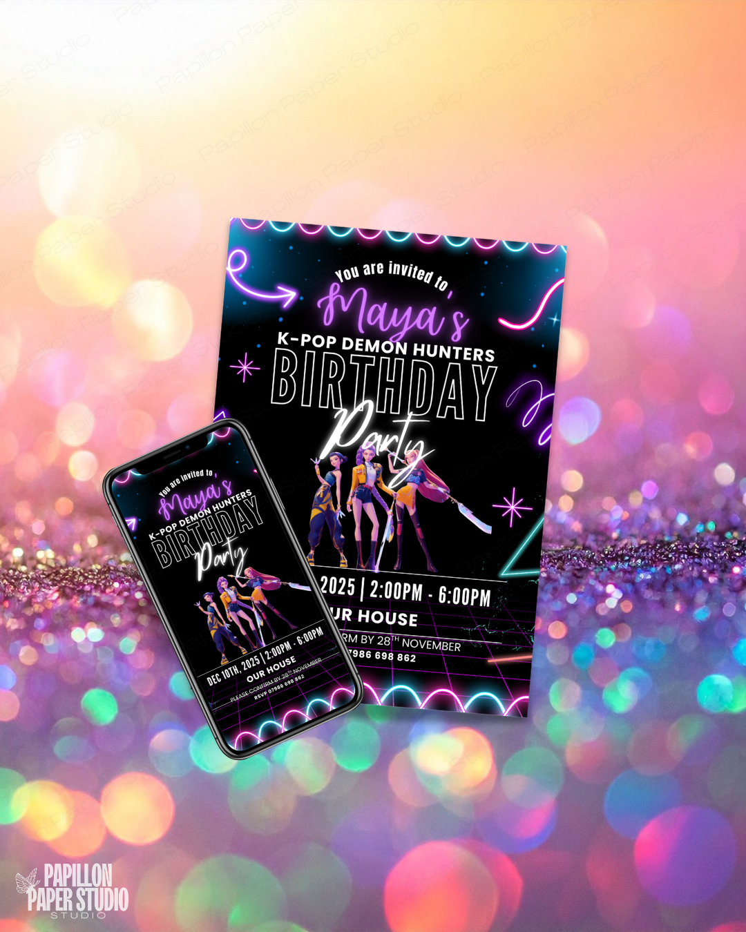KPOP Demon Hunters Birthday Invitation 