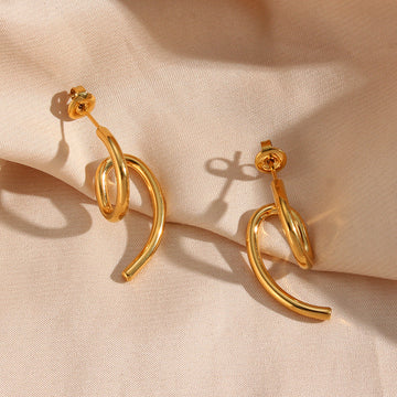 Curved Gold Wave Earrings
