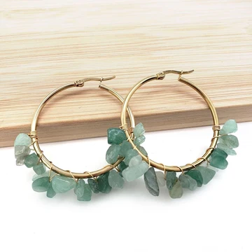 Garden Goddess Hoop Earrings - Aventurine