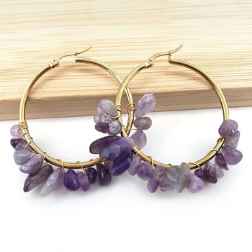 Garden Goddess Hoop Earrings - Amethist