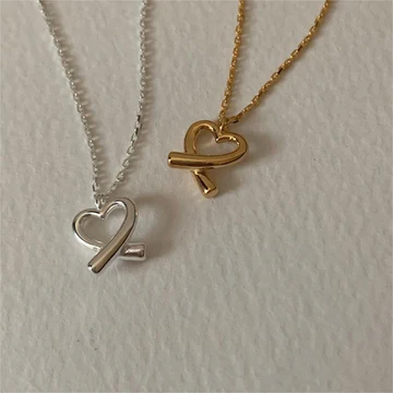 Heart Key Pendant Gold Necklace