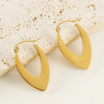 Gold V-Shaped Hoop Earrings